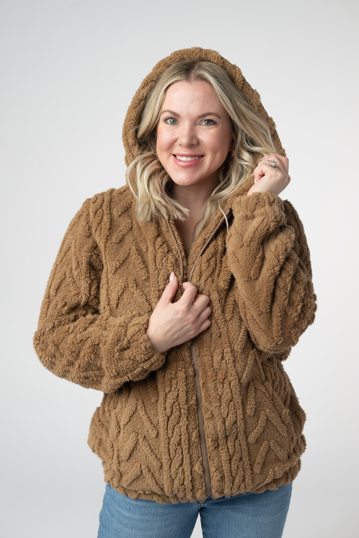 Fuzzy Sherpa Fullzip Hoodie - Maple