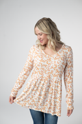 Long Sleeve Sarah Ruffle Top - Autumn Vines