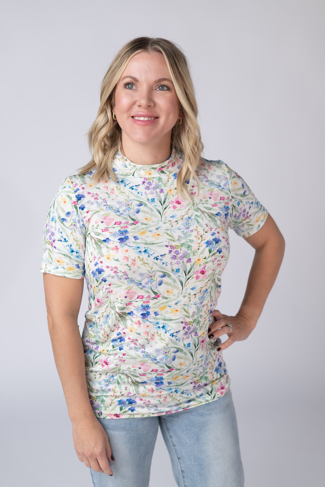 Blair Short Sleeve Top - Cottage Floral
