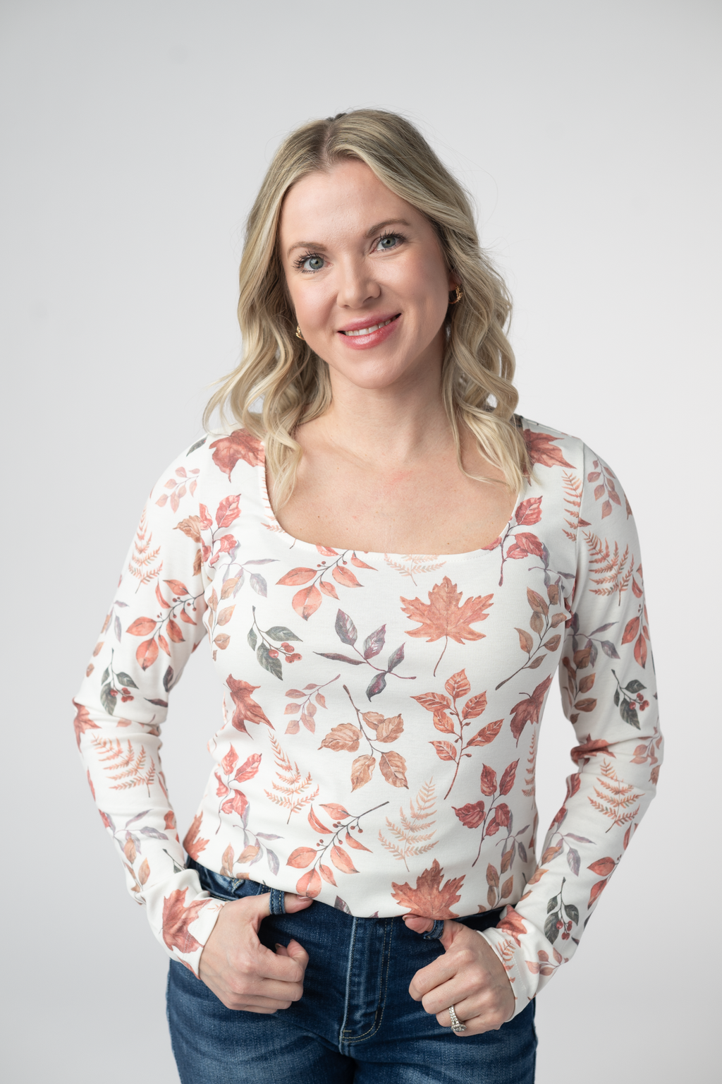 Alyssa Long Sleeve Top - Harvest Leaves