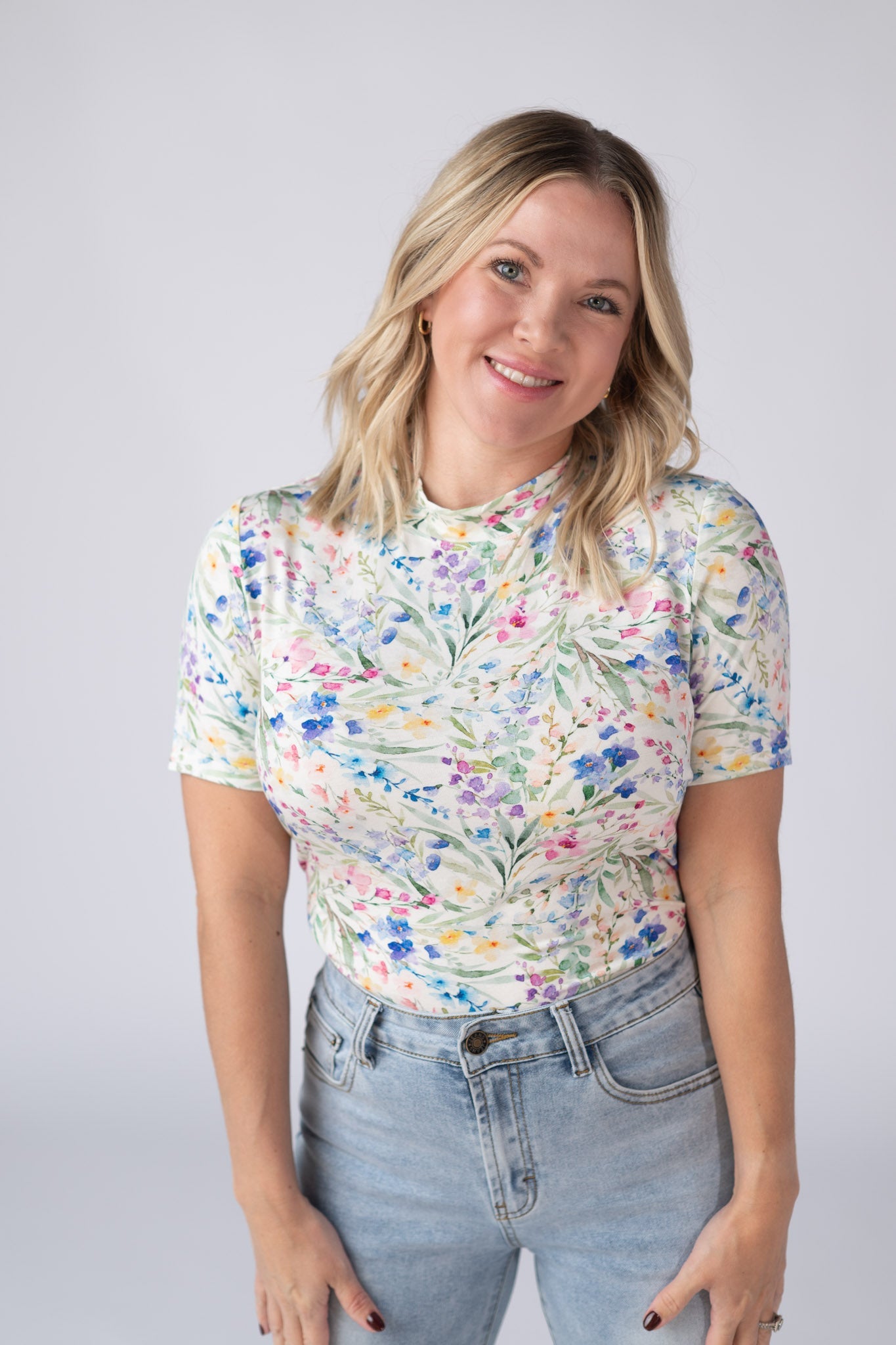 Blair Short Sleeve Top - Cottage Floral