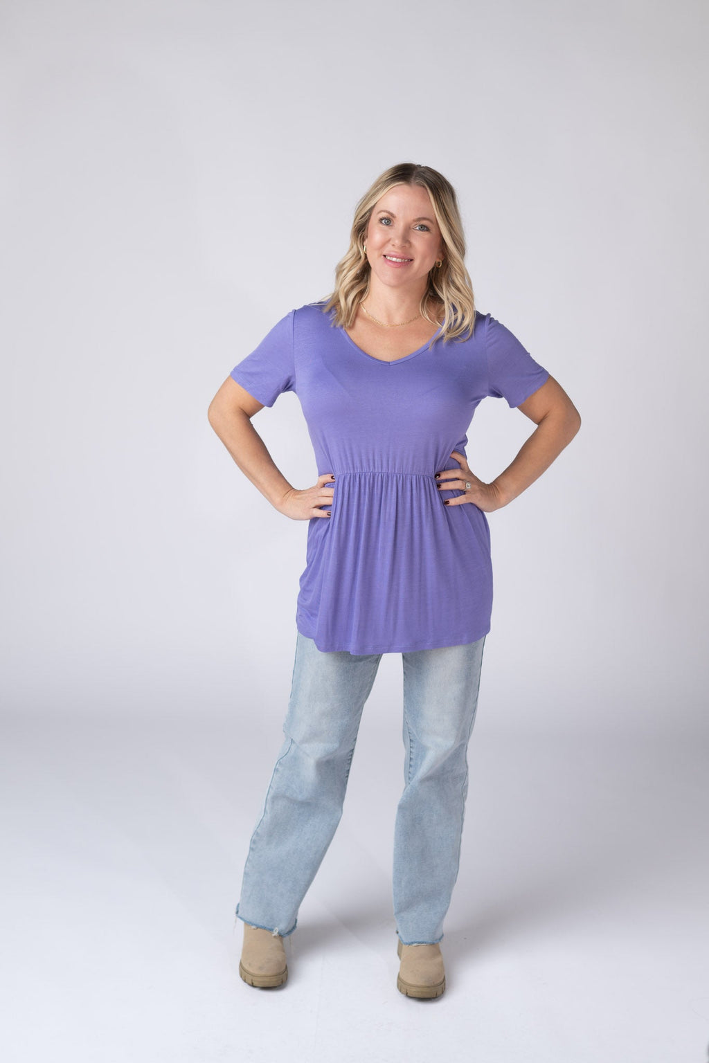 Sarah Ruffle Short Sleeve - Periwinkle Purple
