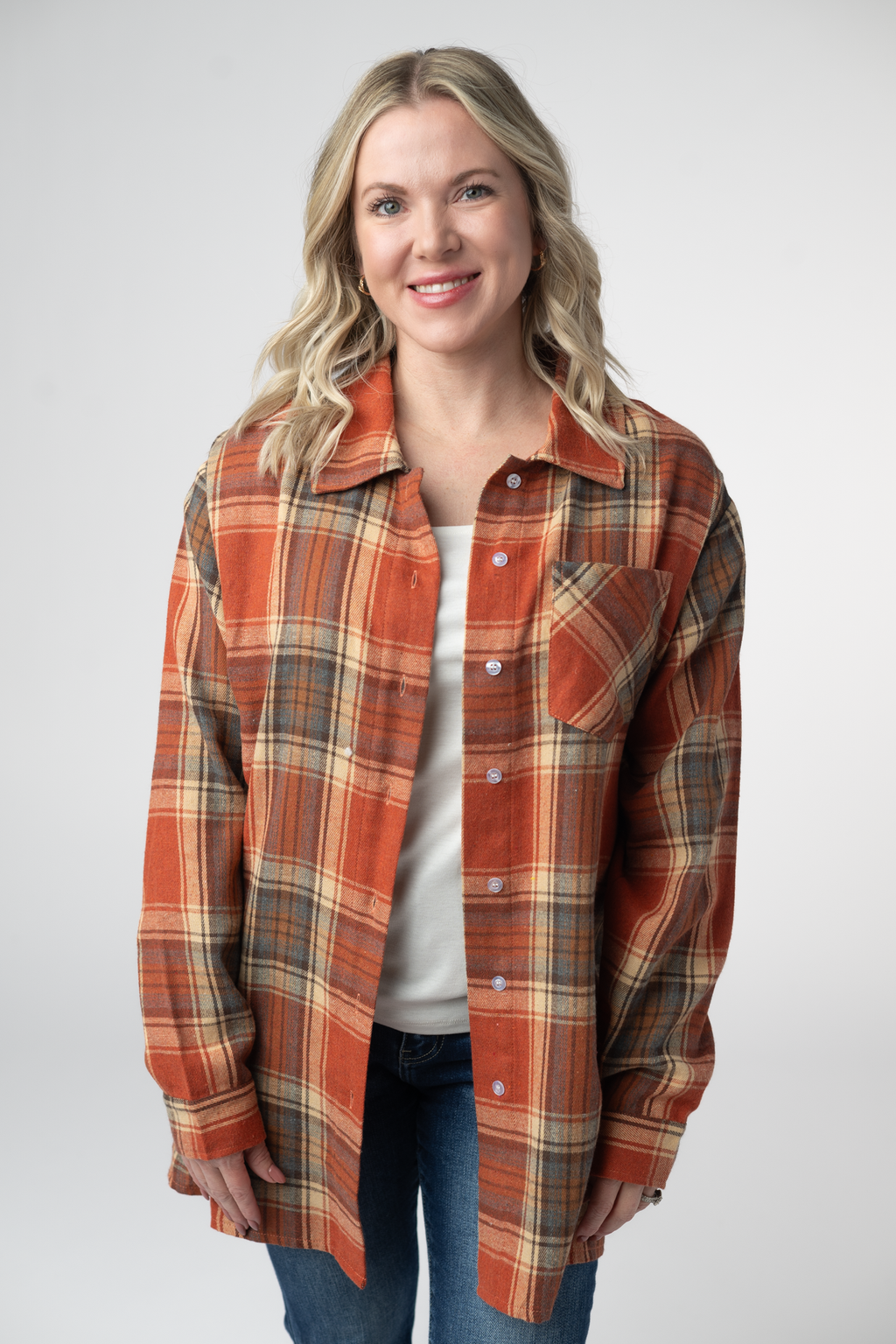 Tunic Plaid Top - Pumpkin Plaid