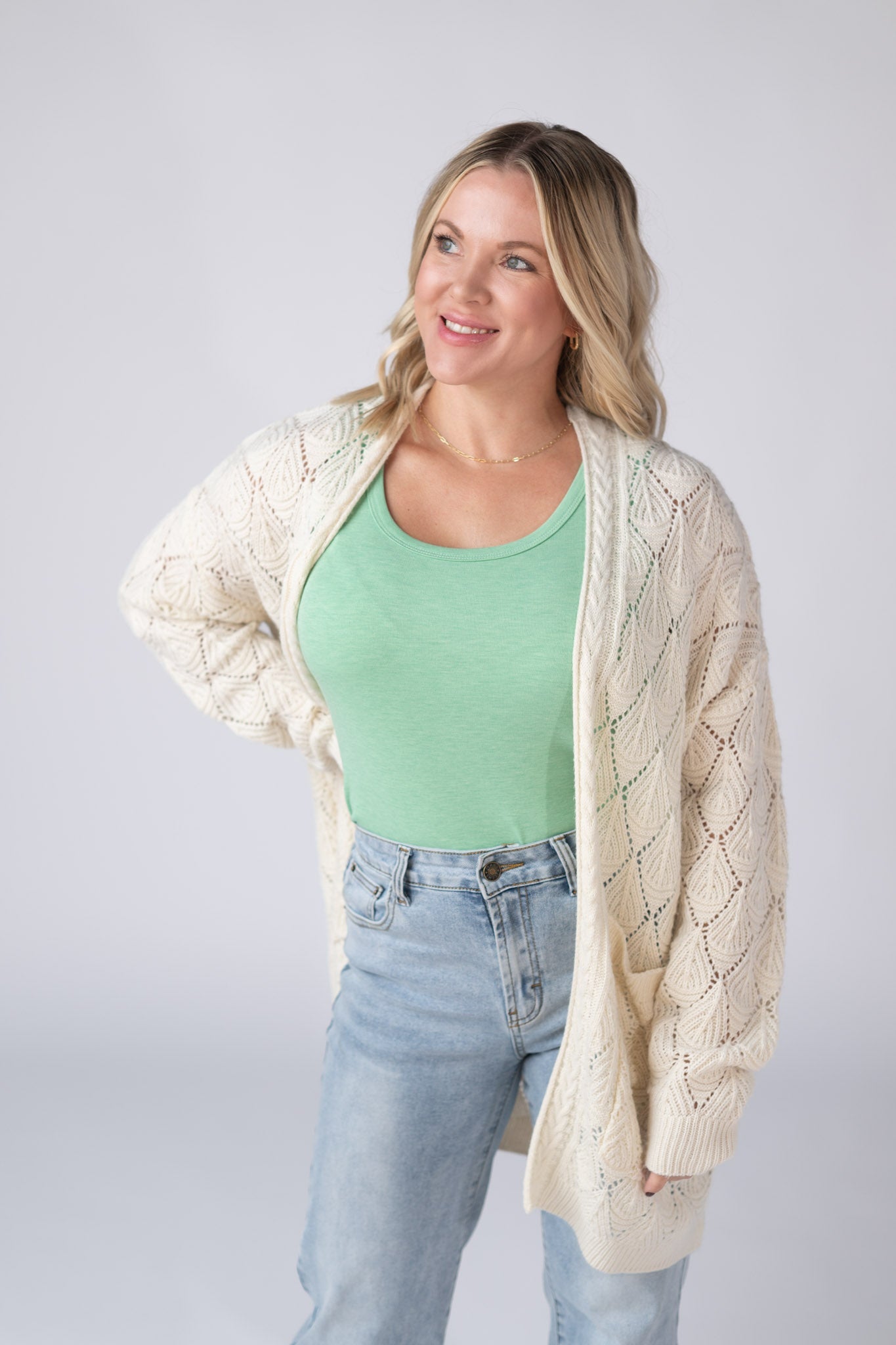 Open Knit Cardigan - Ivory