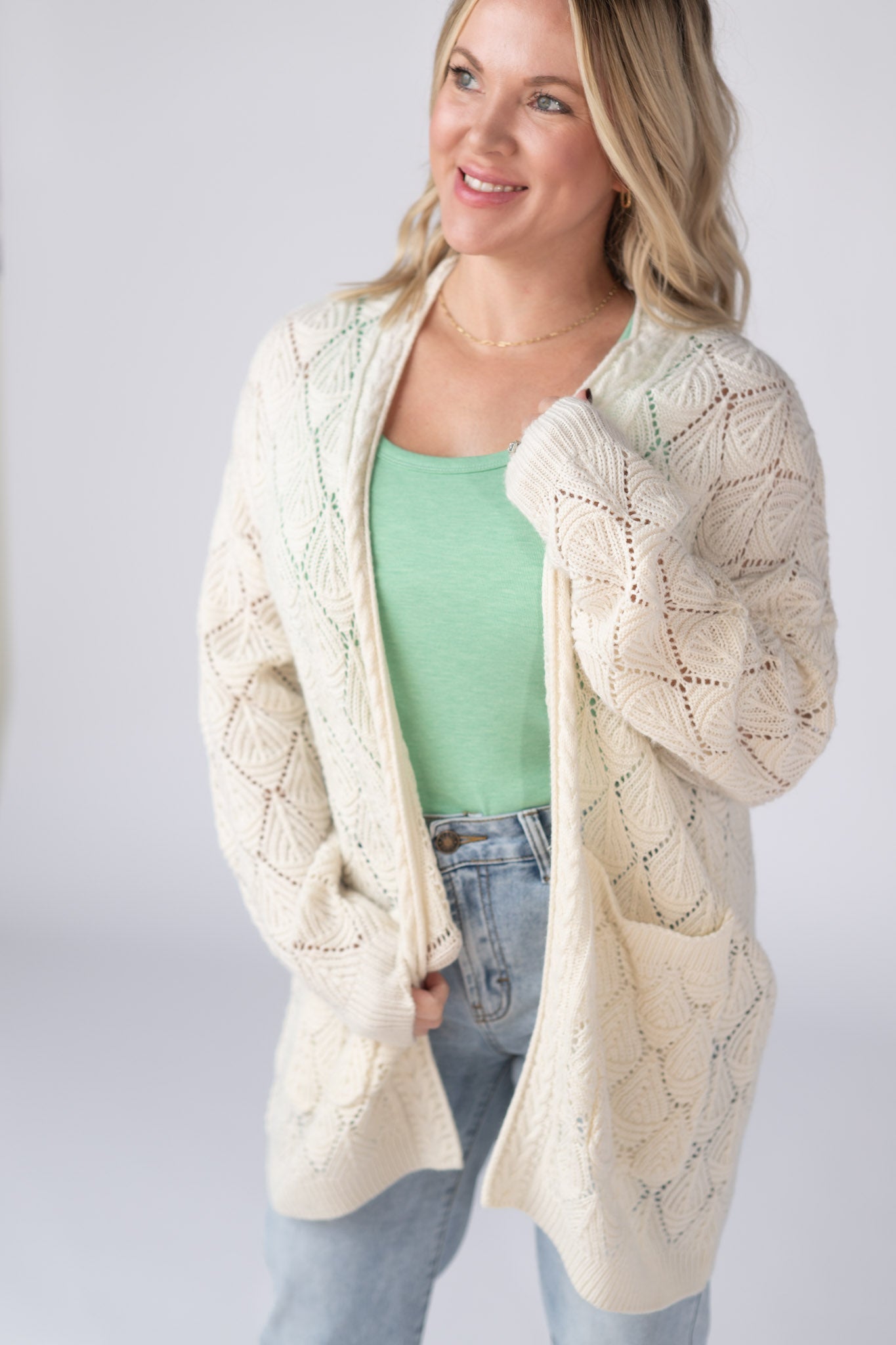 Open Knit Cardigan - Ivory