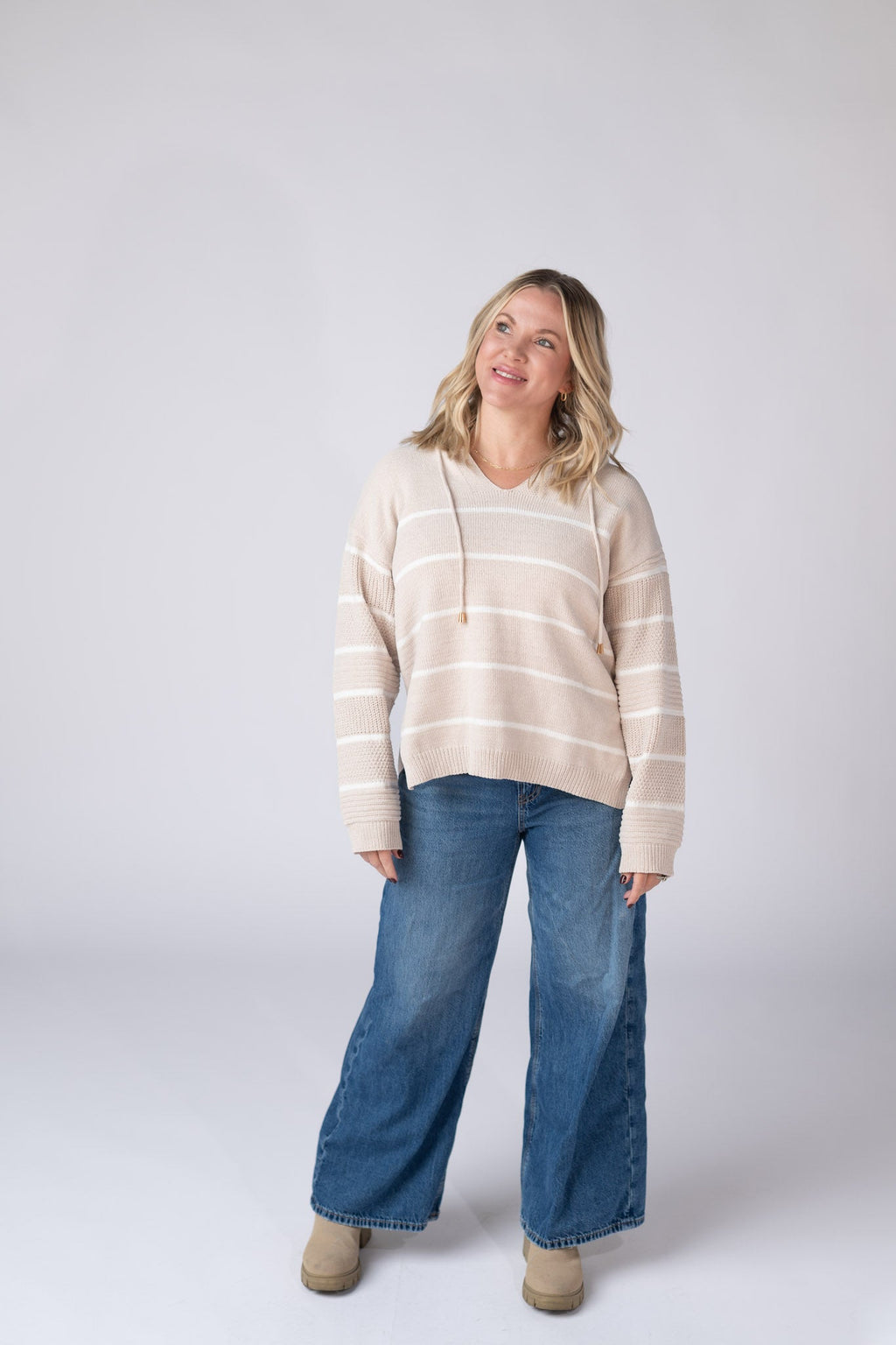 Maddie Striped Hoodie - Natural