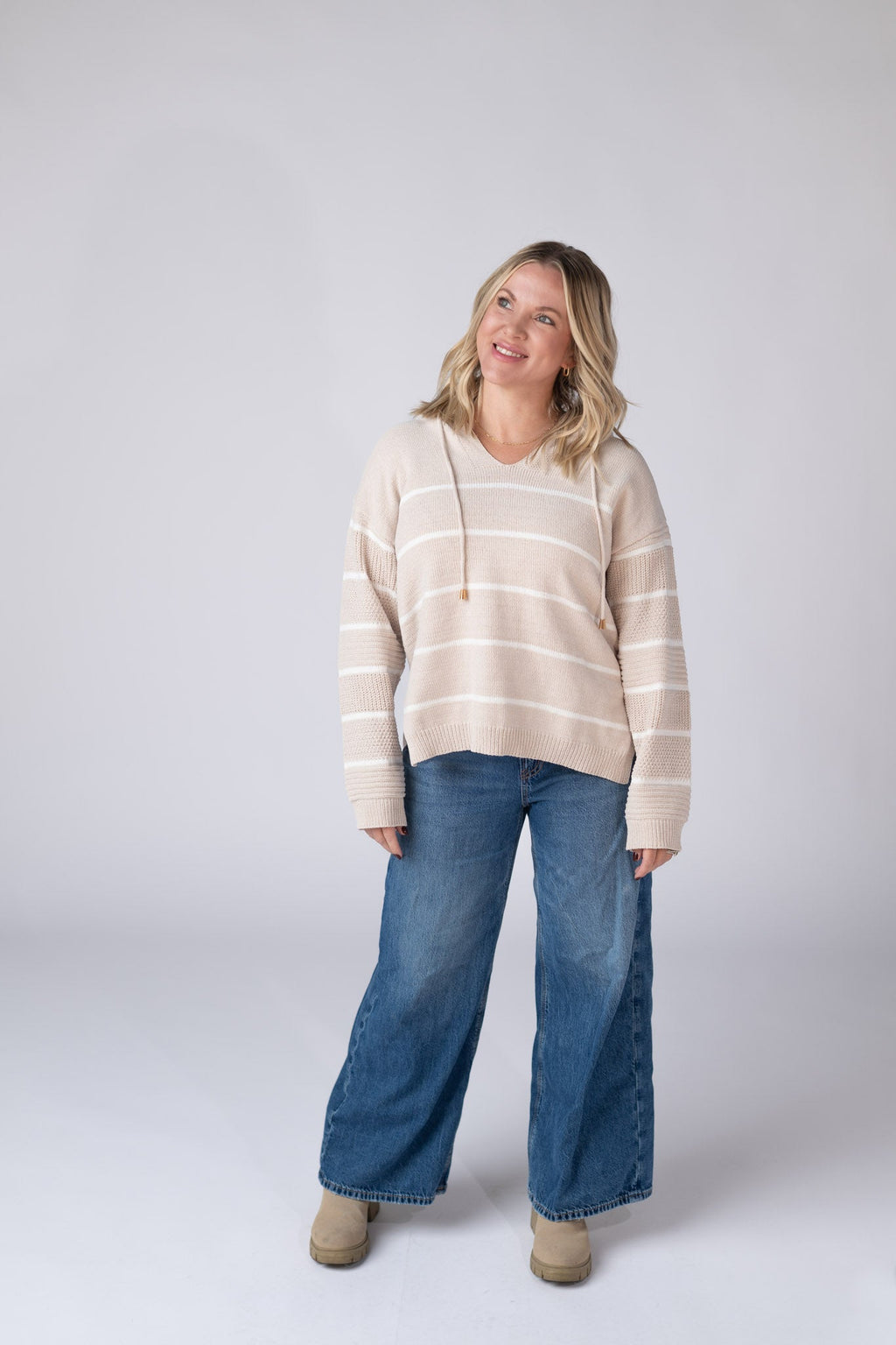 Maddie Striped Hoodie - Natural