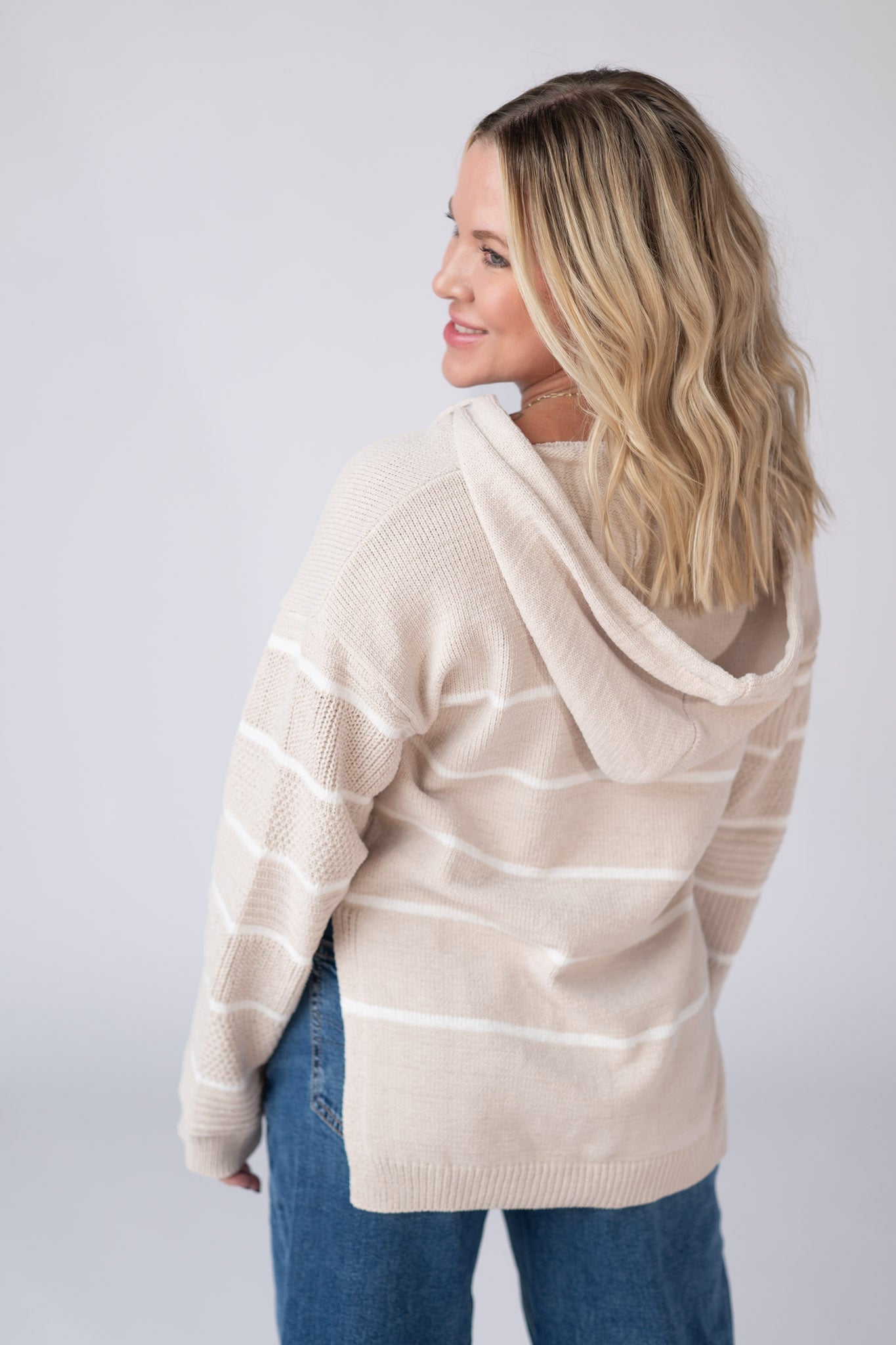 Maddie Striped Hoodie - Natural