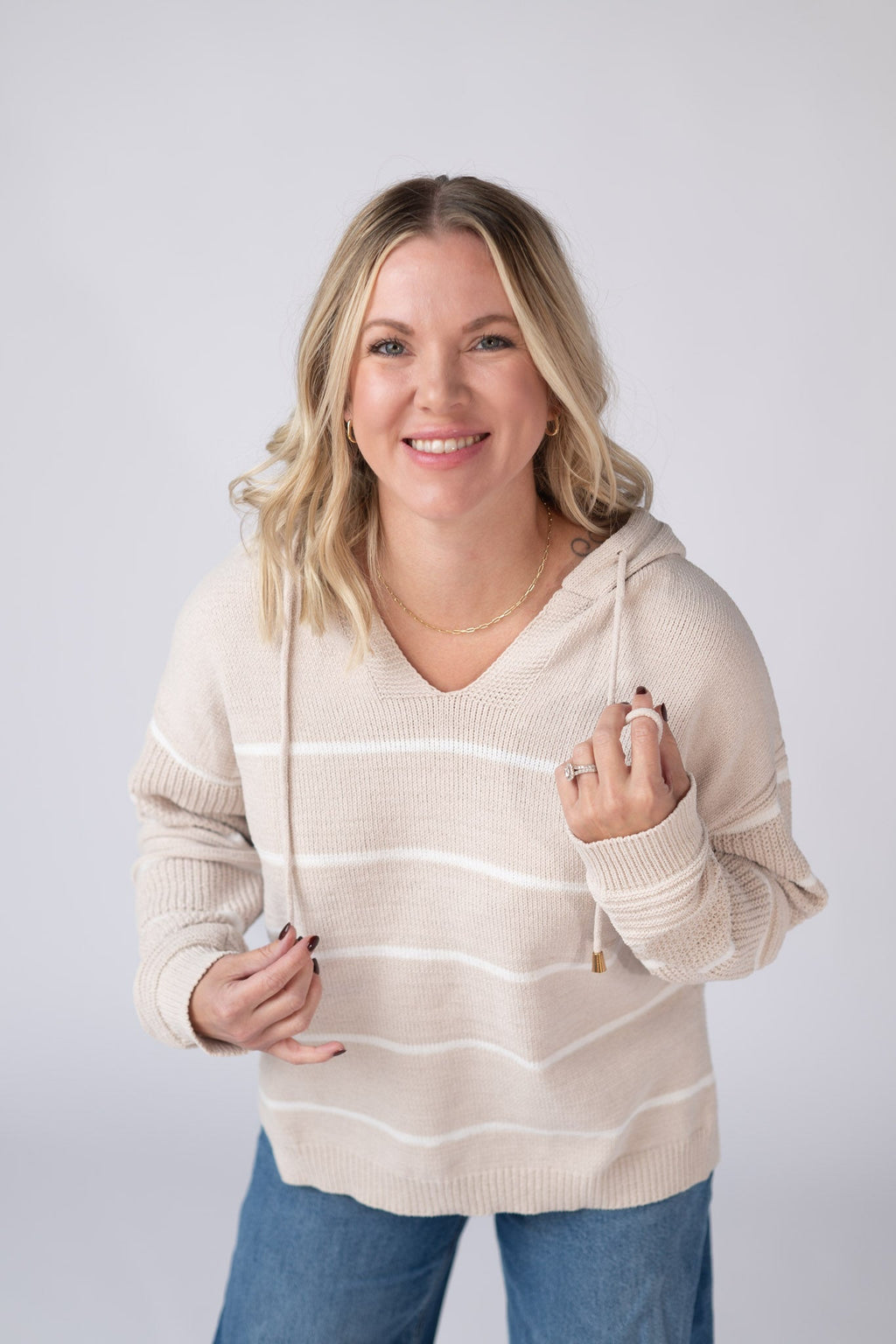 Maddie Striped Hoodie - Natural