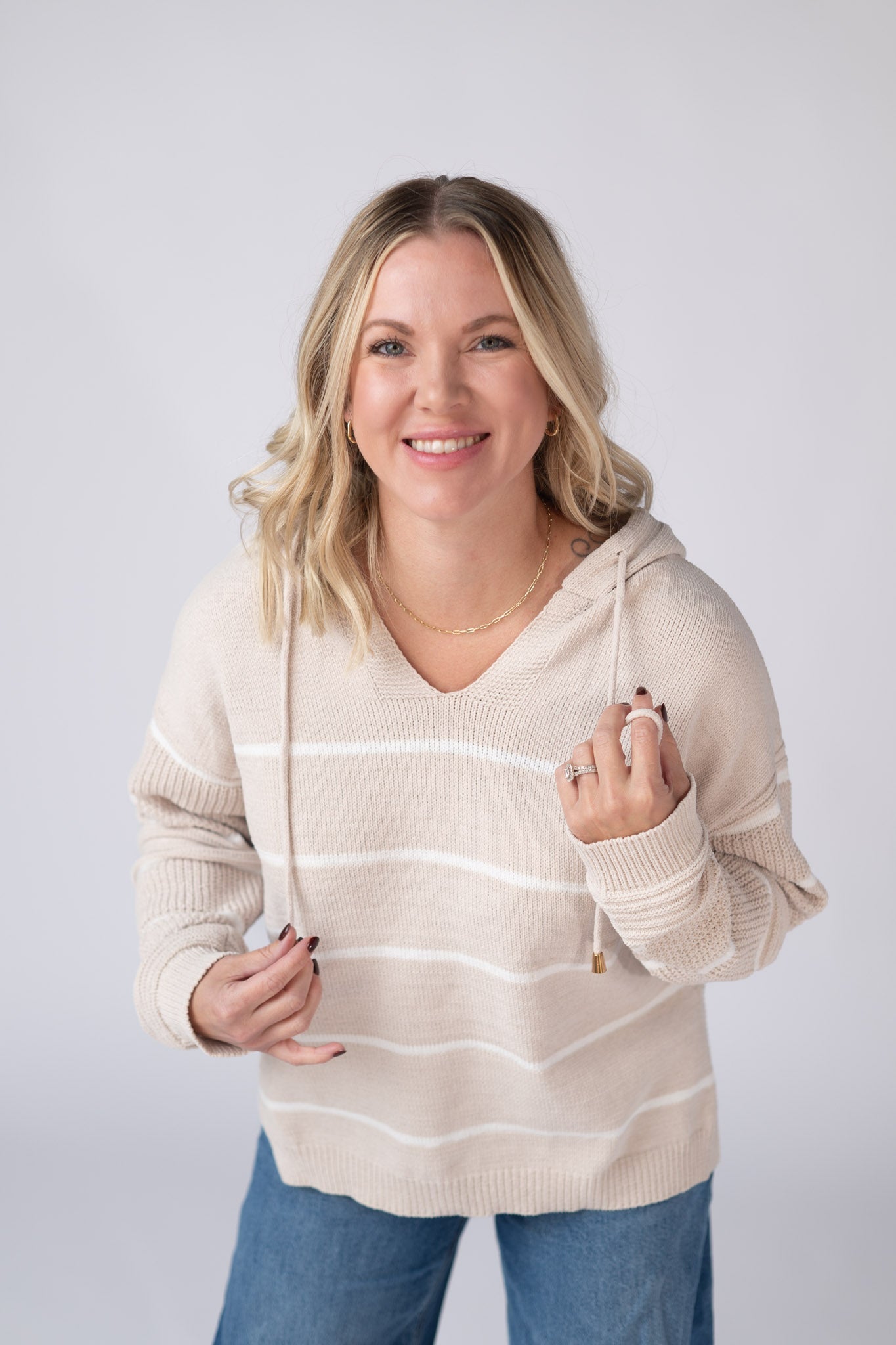 Maddie Striped Hoodie - Natural