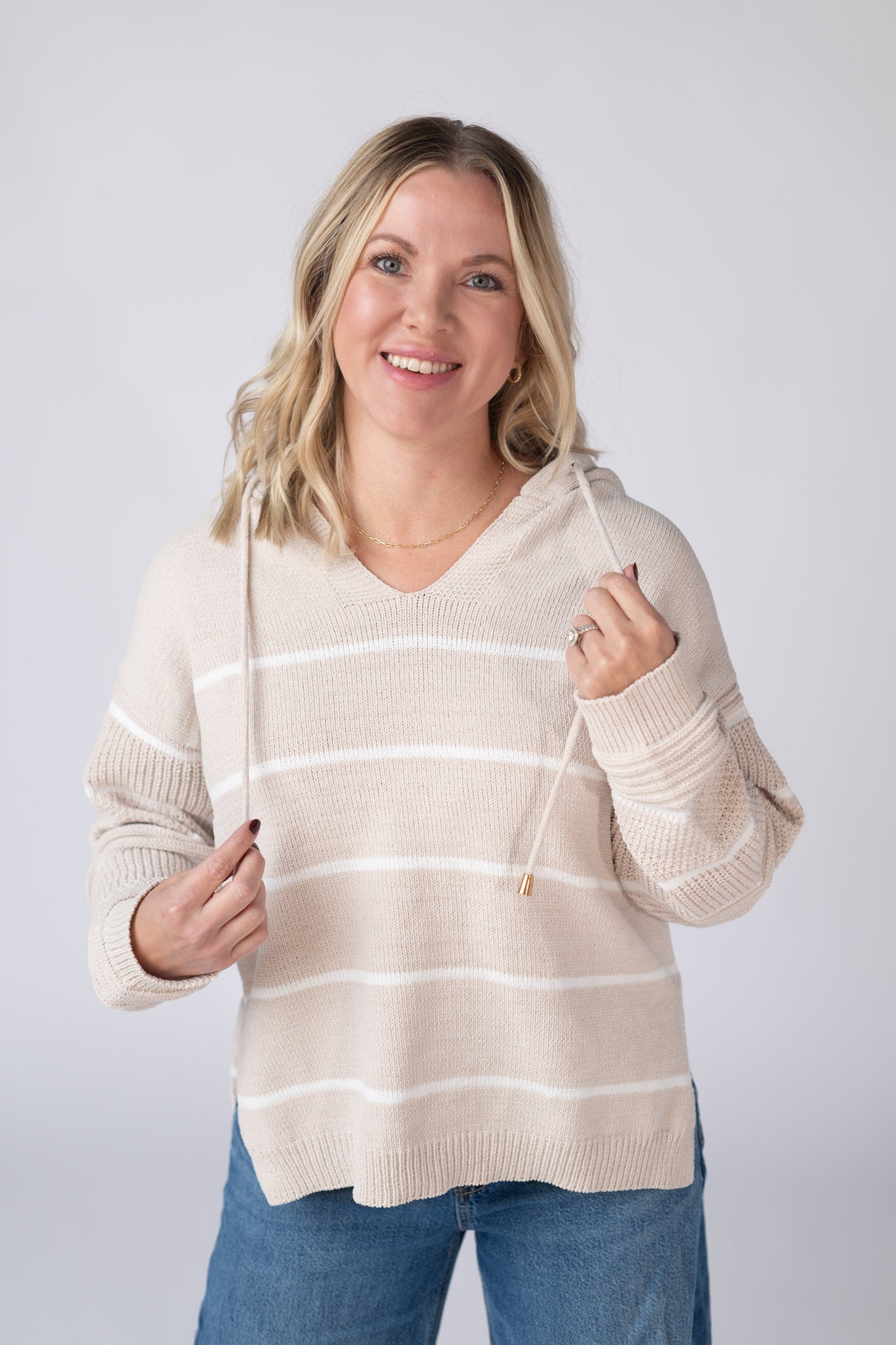 Maddie Striped Hoodie - Natural