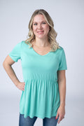 Sarah Ruffle Short Sleeve - Turquoise