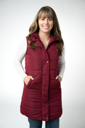 Harlow Long Vest - Burgundy
