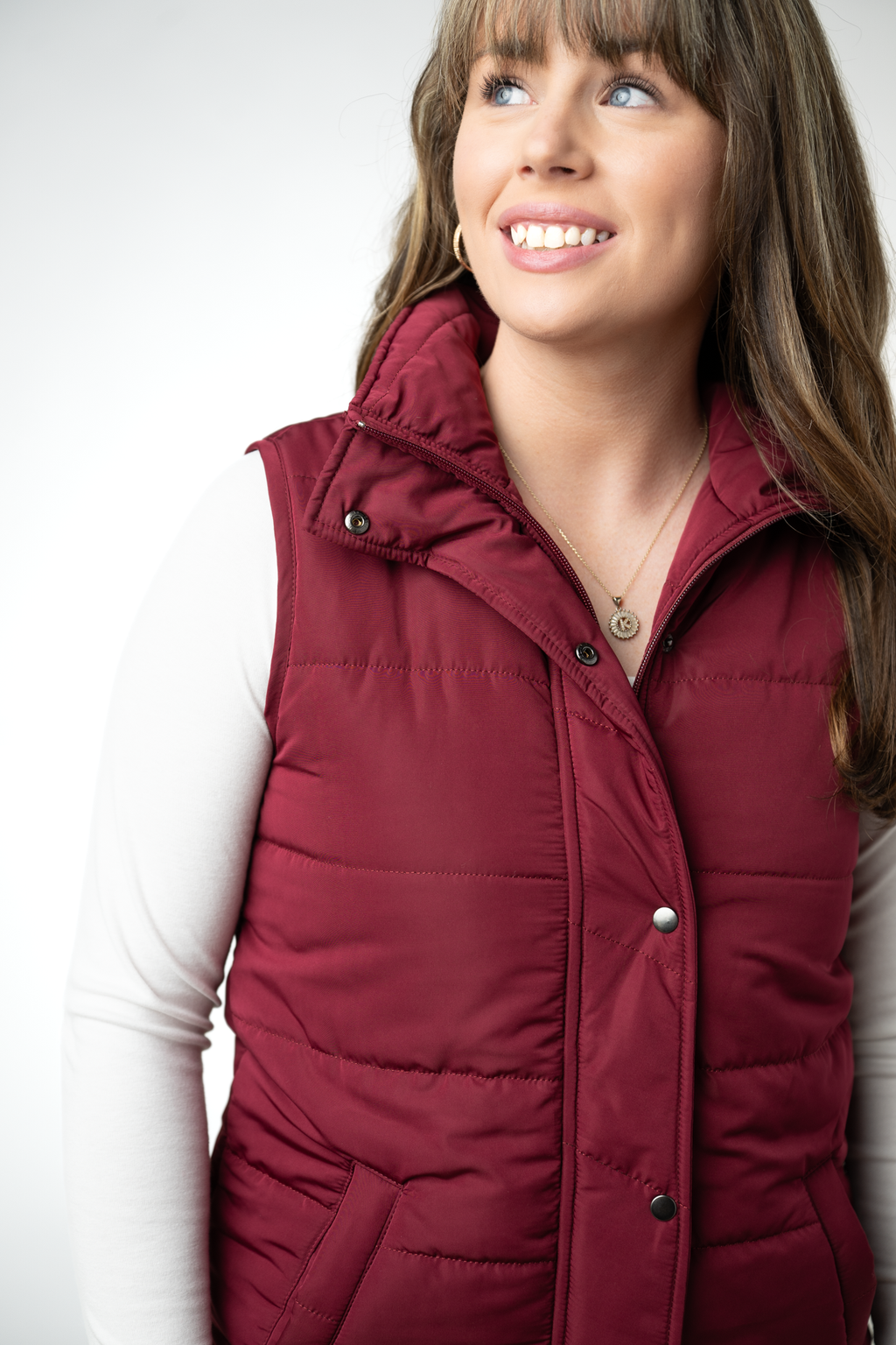 Harlow Long Vest - Burgundy