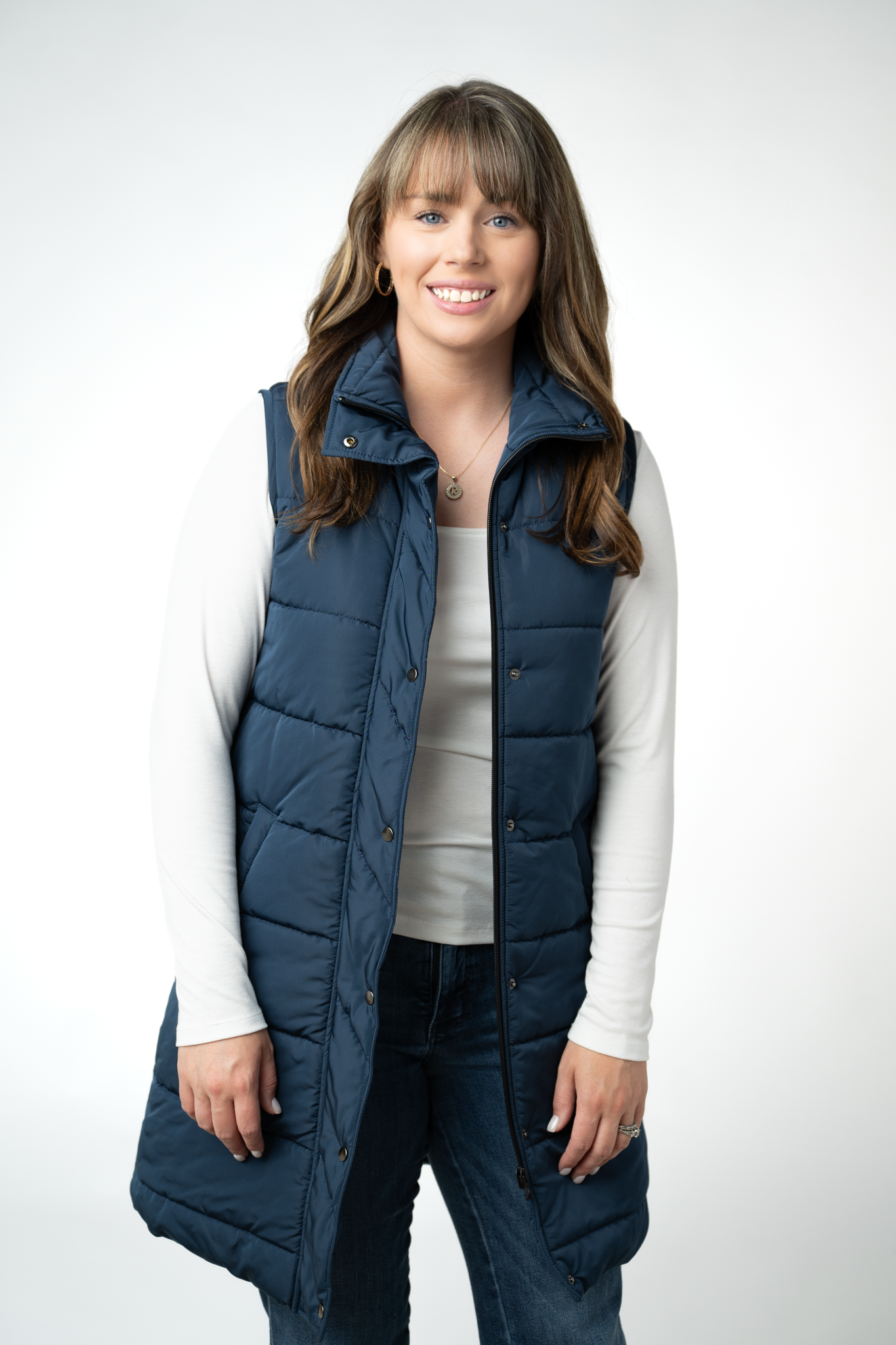 Harlow Long Vest - Navy