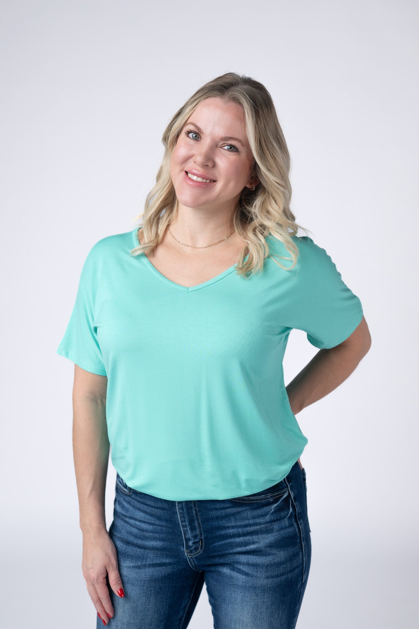 Chloe Cozy Tee - Turquoise
