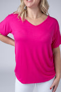 Chloe Cozy Tee - Hot Pink