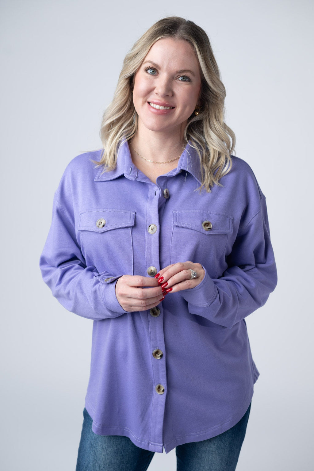 Brenna Button Down Top - Purple