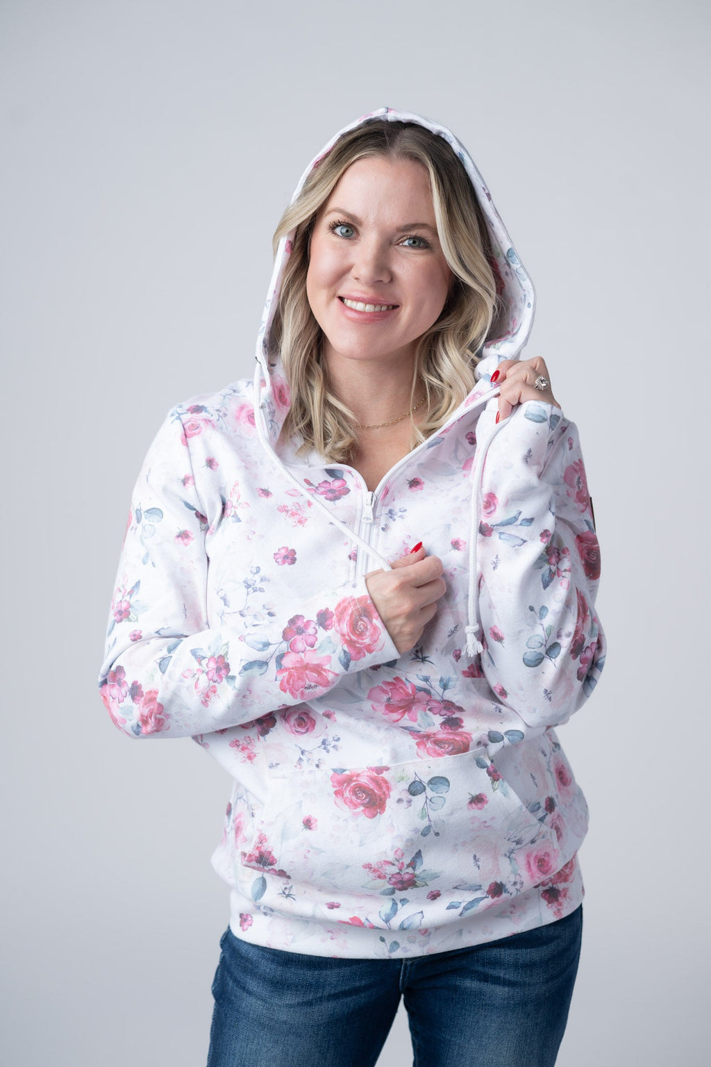 HalfZip Hoodie - Pink Bloom