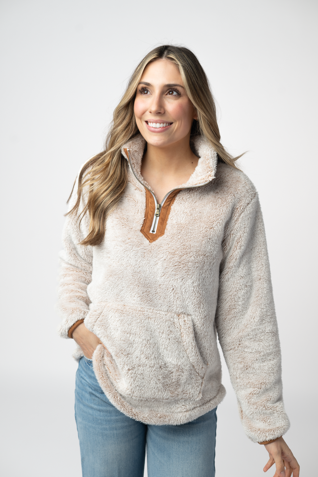 Ryan 1/4 Zip Sherpa - Camel