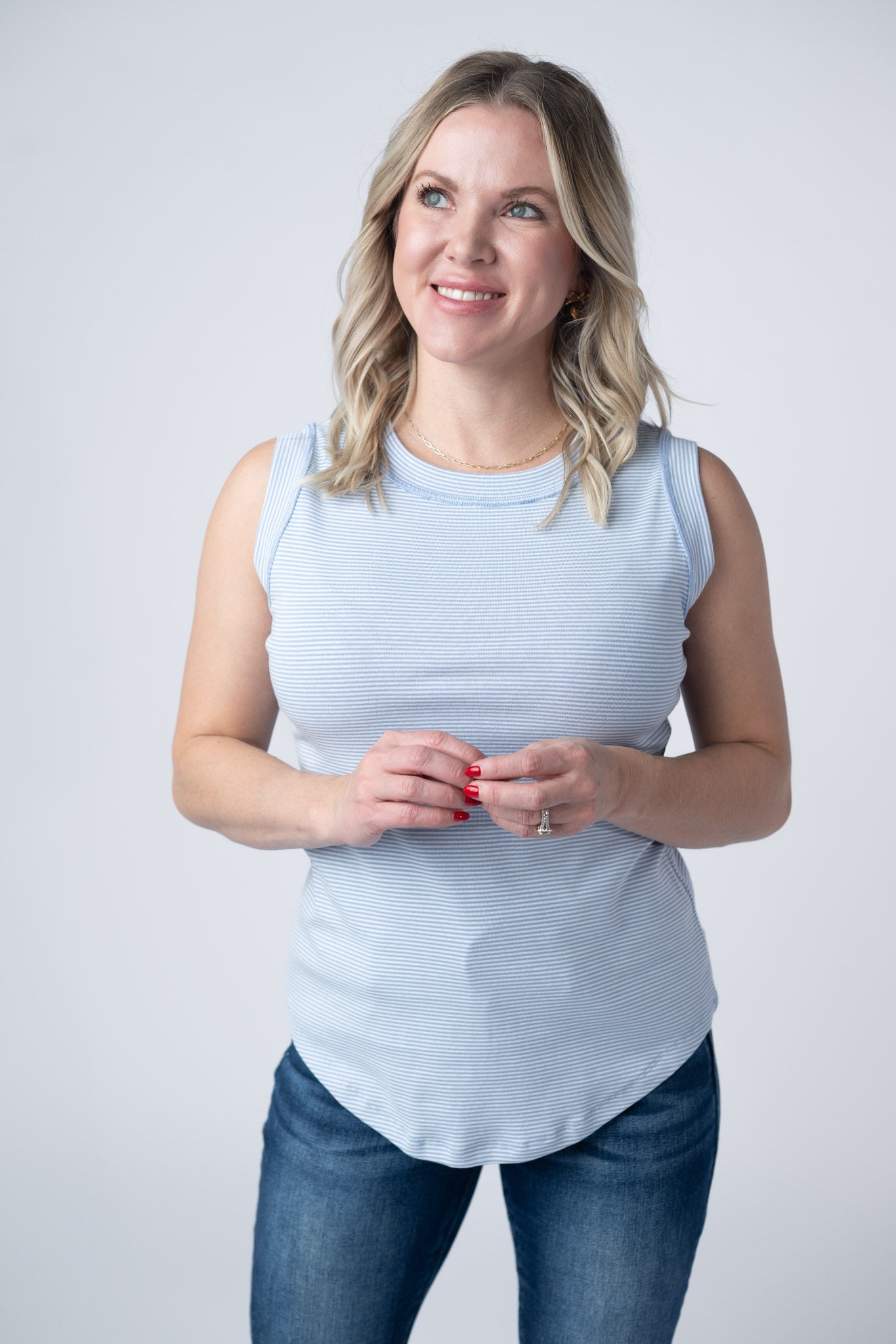 Morgan Micro Striped Tank - Periwinkle