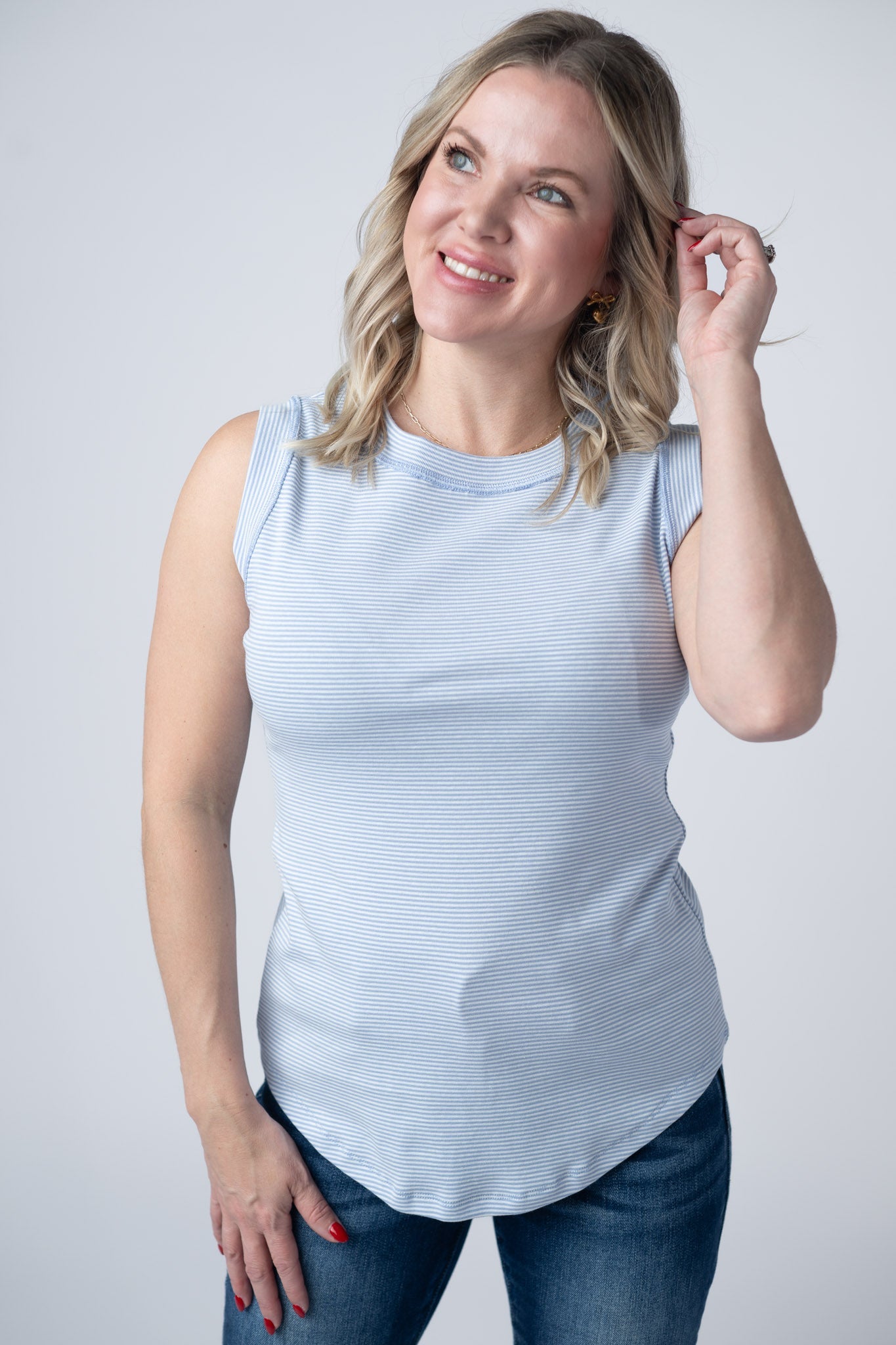 Morgan Micro Striped Tank - Periwinkle