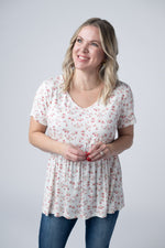 Load image into Gallery viewer, Sarah Ruffle Short Sleeve - Micro Pink Floral
