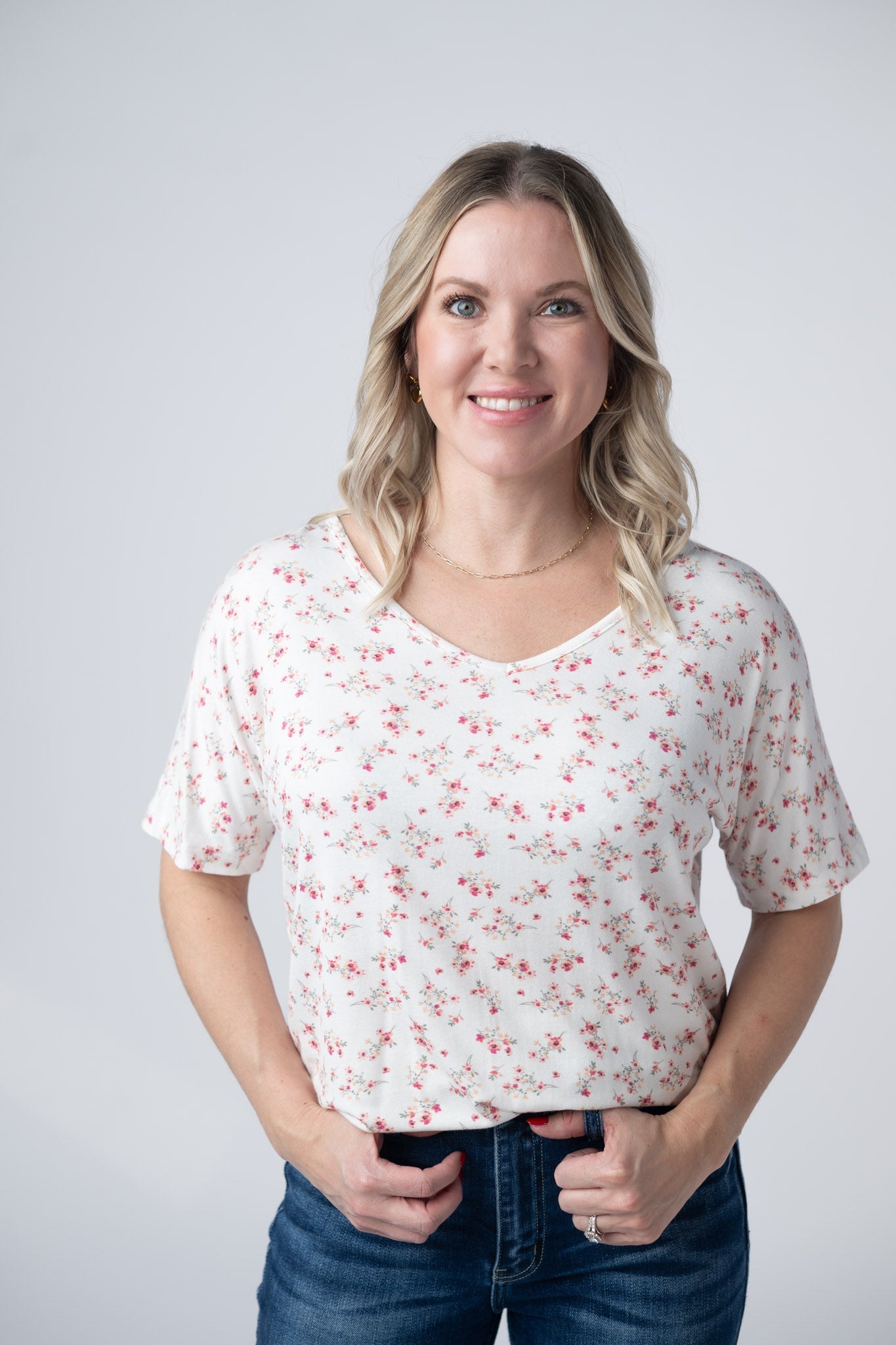 Chloe Cozy Tee - Micro Pink Floral