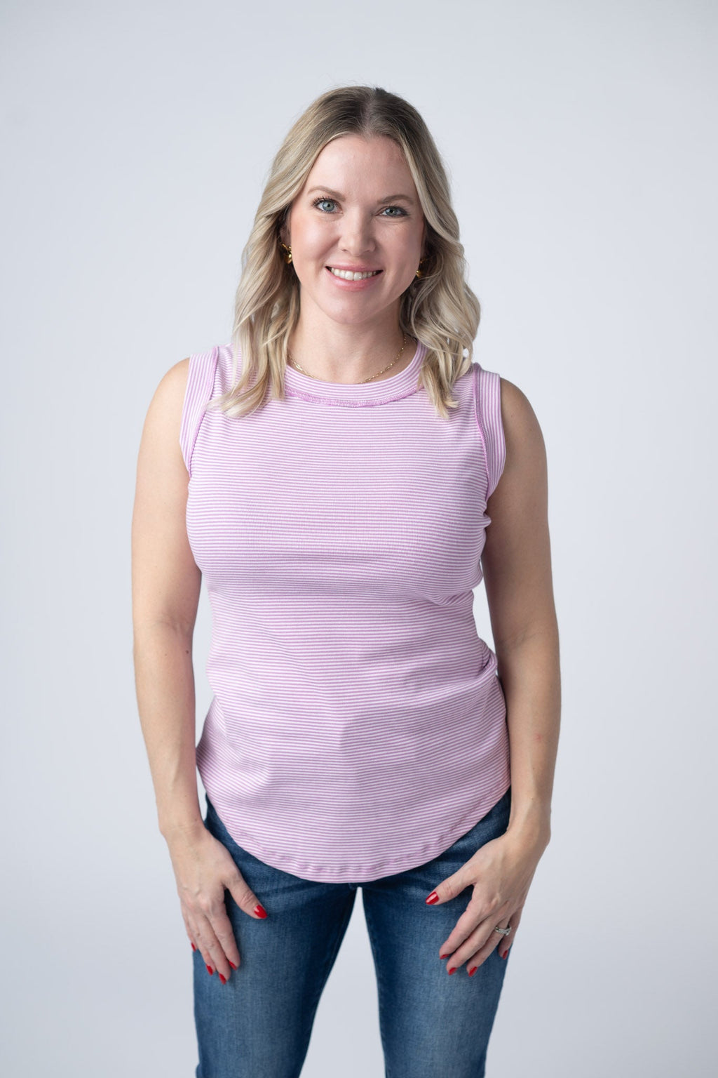 Morgan Micro Striped Tank - Orchid