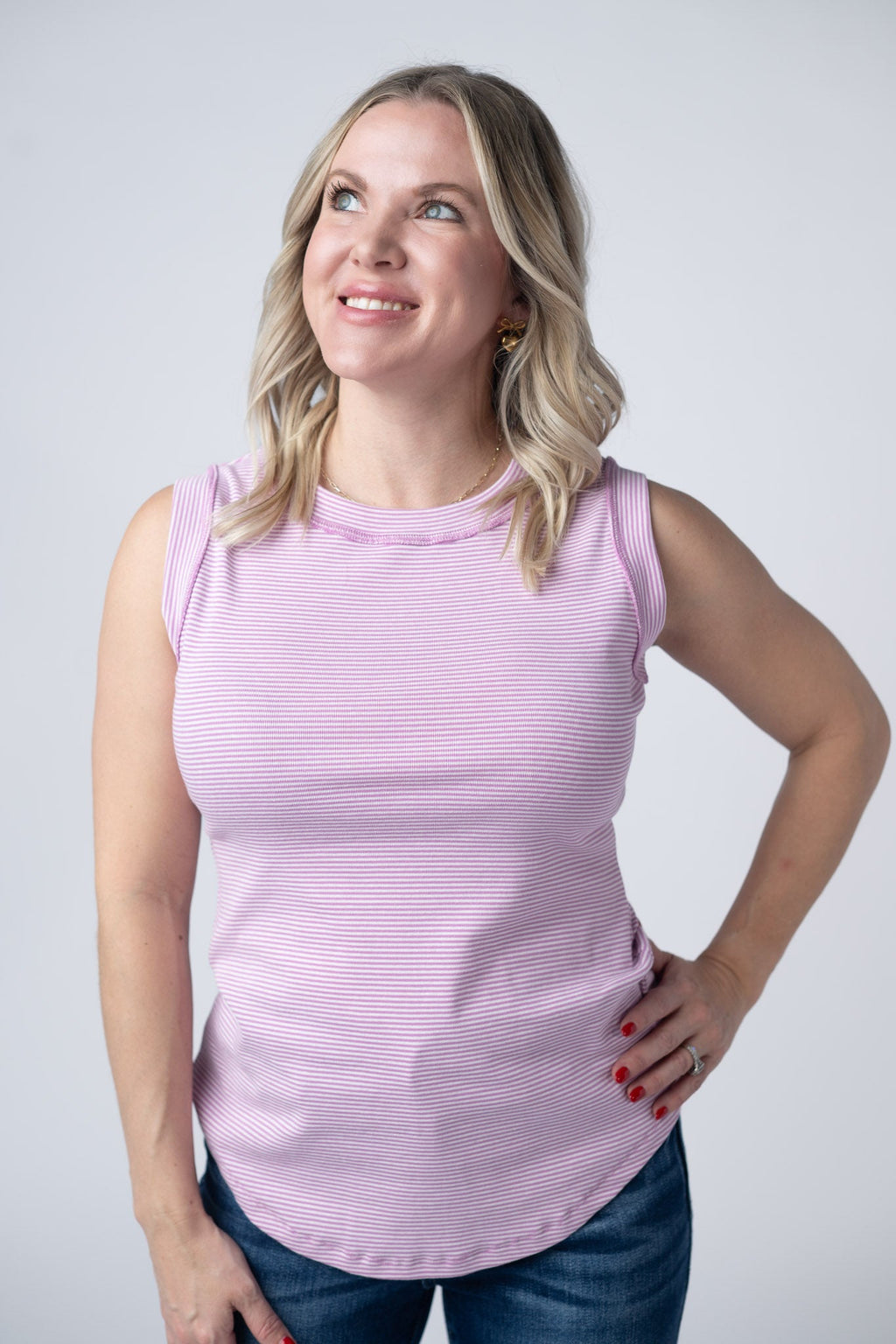 Morgan Micro Striped Tank - Orchid