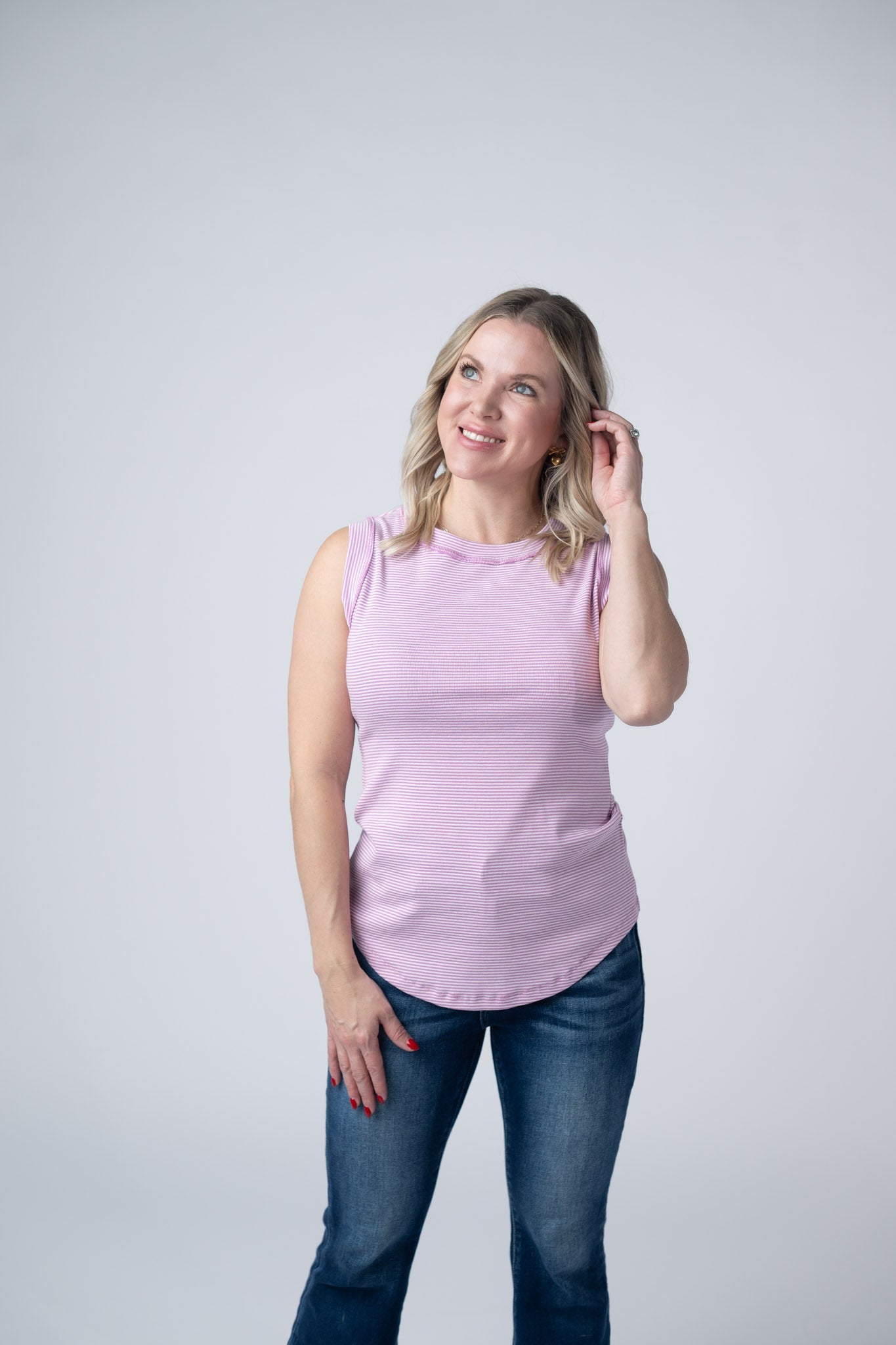 Morgan Micro Striped Tank - Orchid