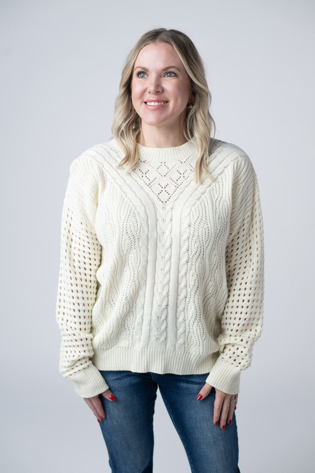 Jasmine Open Knit Sweater - Ivory