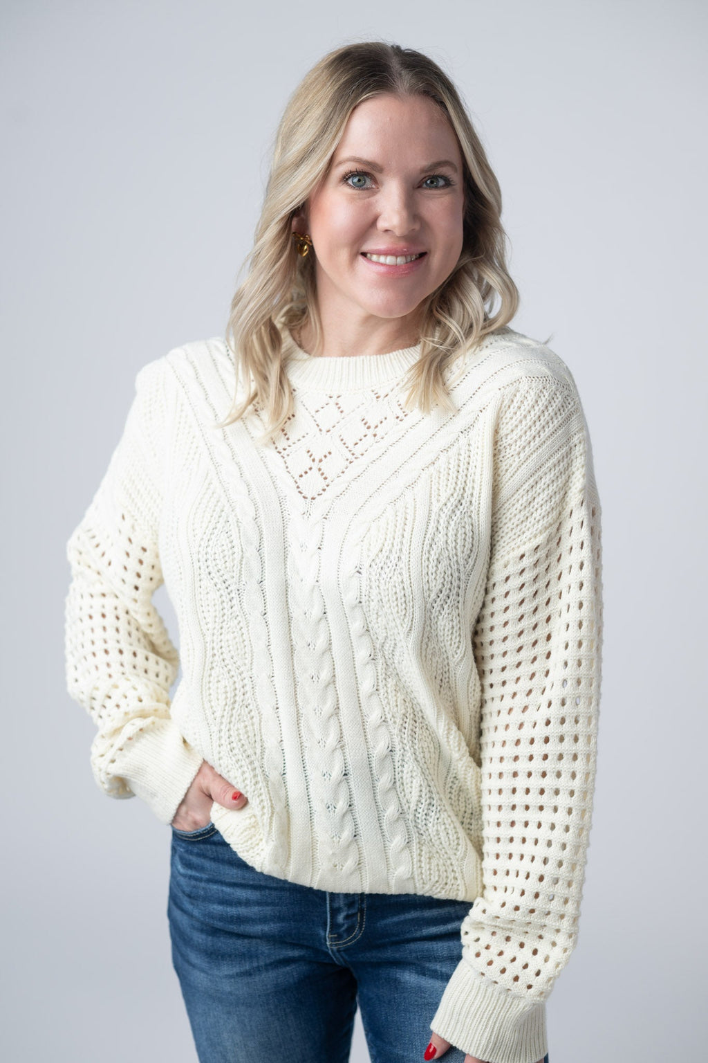 Jasmine Open Knit Sweater - Ivory