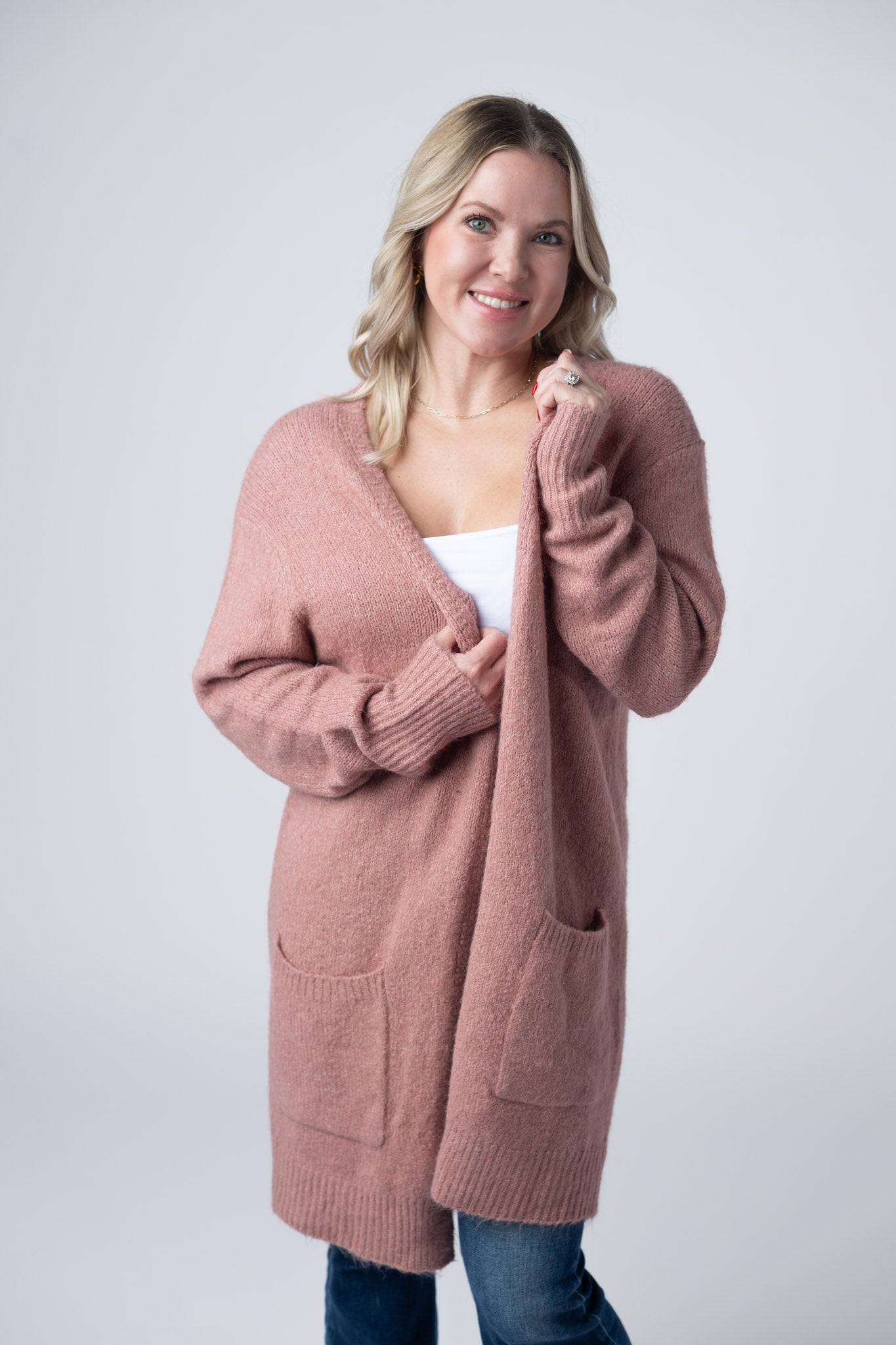 Madison Cozy Cardigan - Dusty Rose
