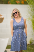 Beverly Button Dress - Nautical Navy