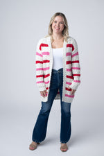 Load image into Gallery viewer, Stripe Cardigan - Valentine&#39;s Day
