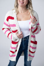 Load image into Gallery viewer, Stripe Cardigan - Valentine&#39;s Day
