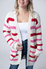Load image into Gallery viewer, Stripe Cardigan - Valentine&#39;s Day
