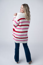 Load image into Gallery viewer, Stripe Cardigan - Valentine&#39;s Day
