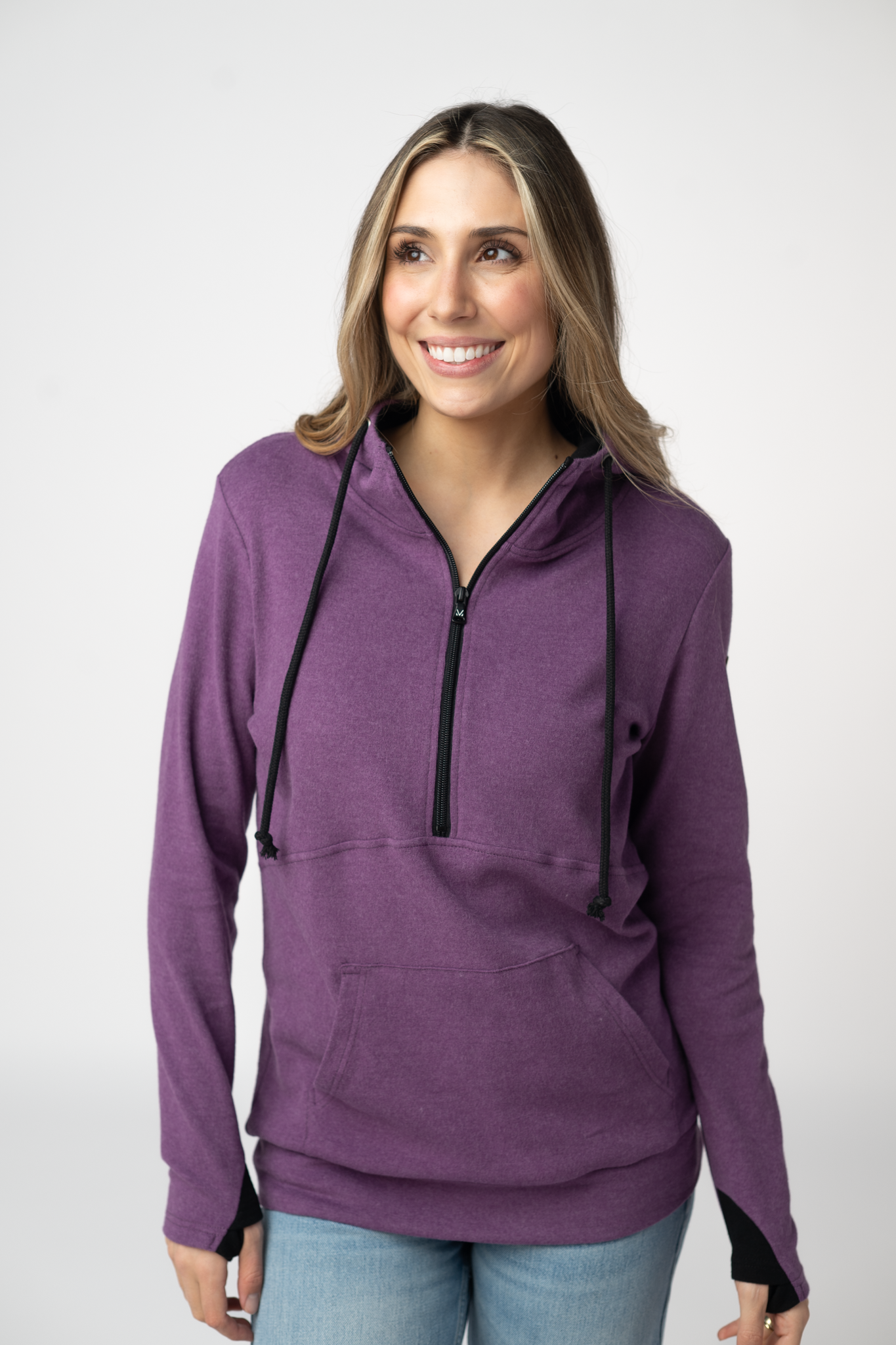 Classic HalfZip Hoodie - Black and Purple