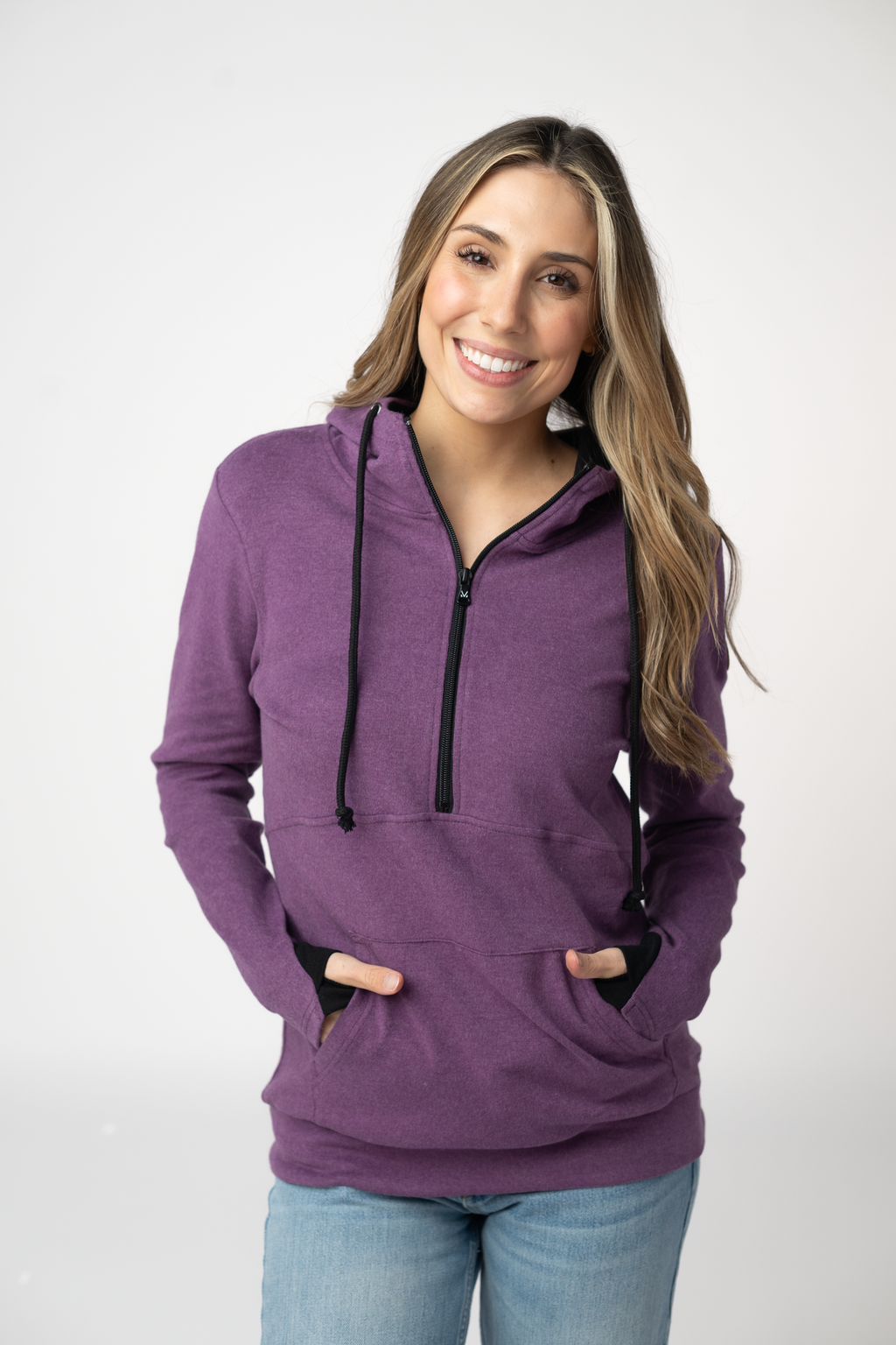 Classic HalfZip Hoodie - Black and Purple