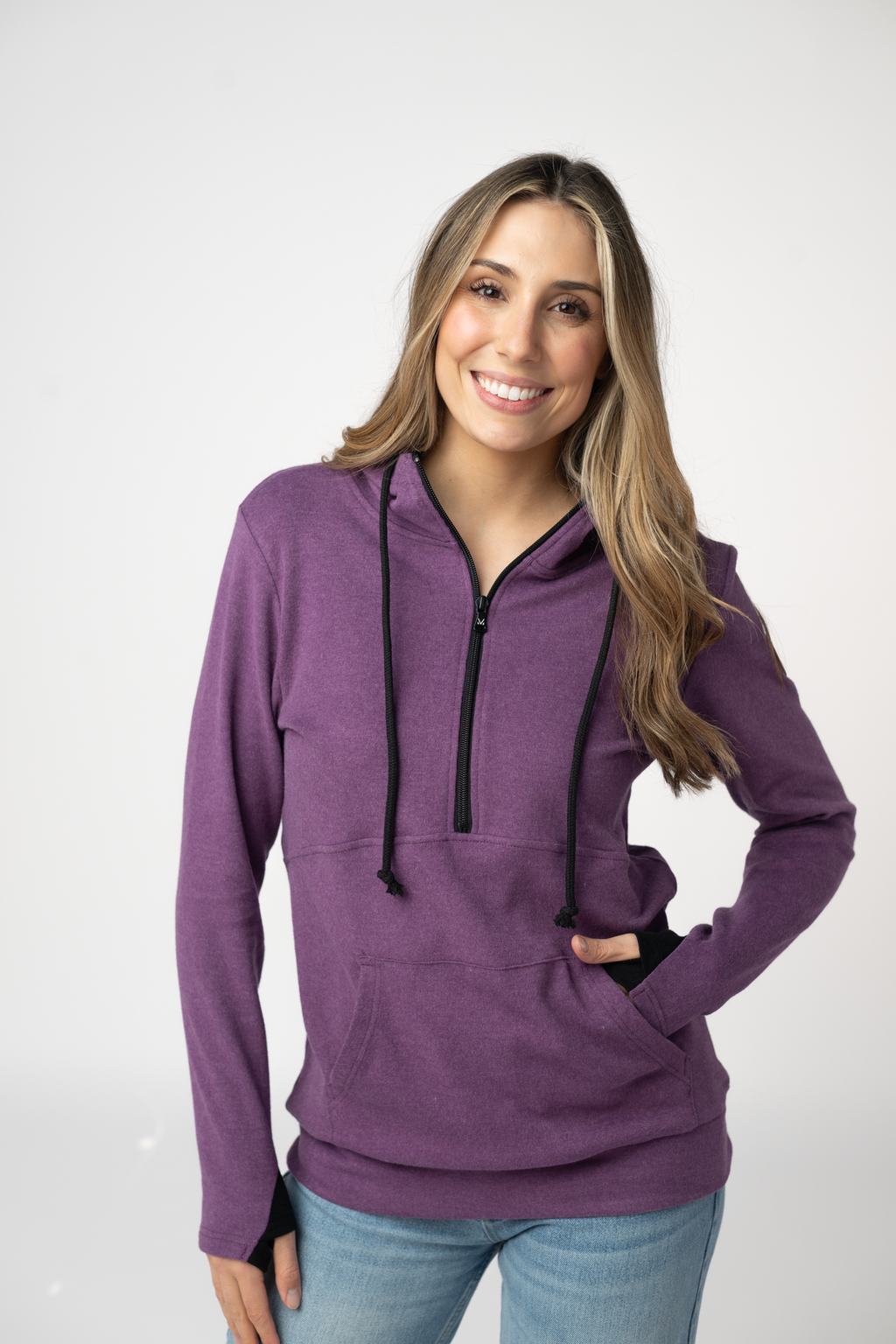 Classic HalfZip Hoodie - Black and Purple