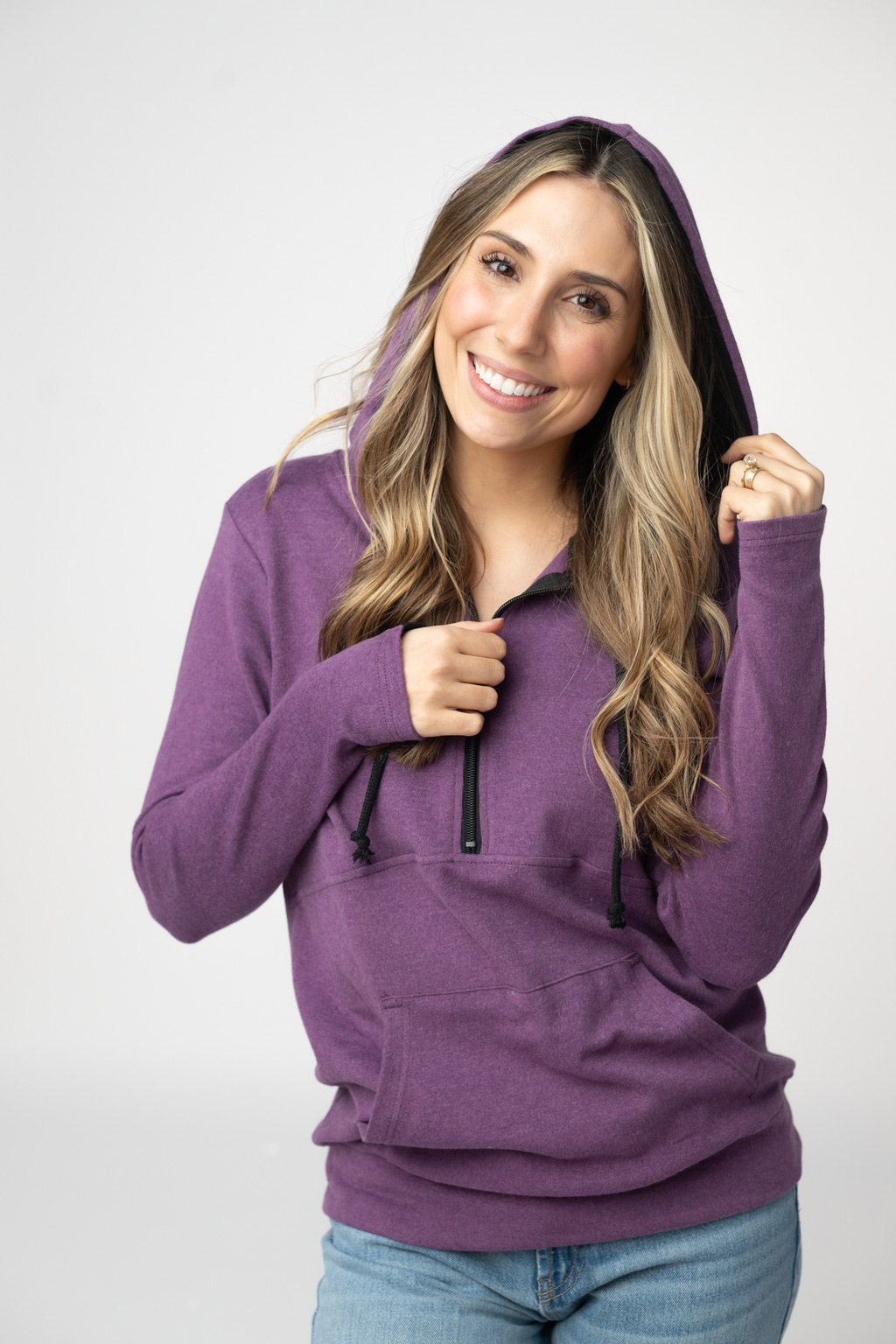Classic HalfZip Hoodie - Black and Purple