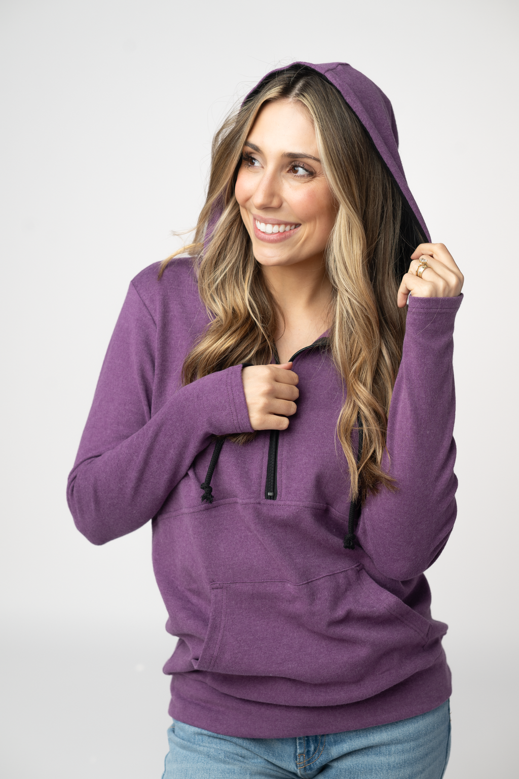 Classic HalfZip Hoodie - Black and Purple