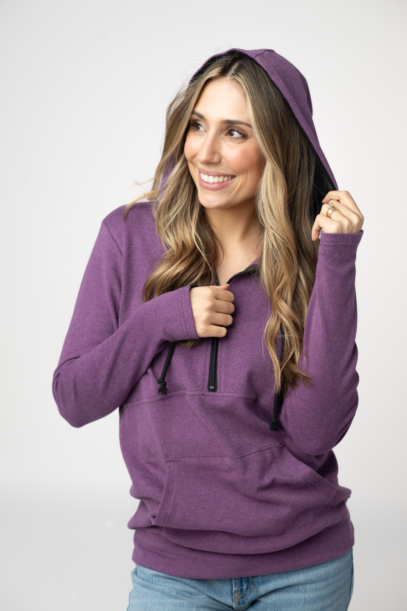 Classic HalfZip Hoodie - Black and Purple