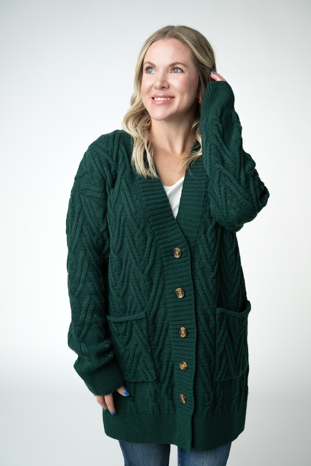 Brooks Button Sweater Cardigan - Evergreen