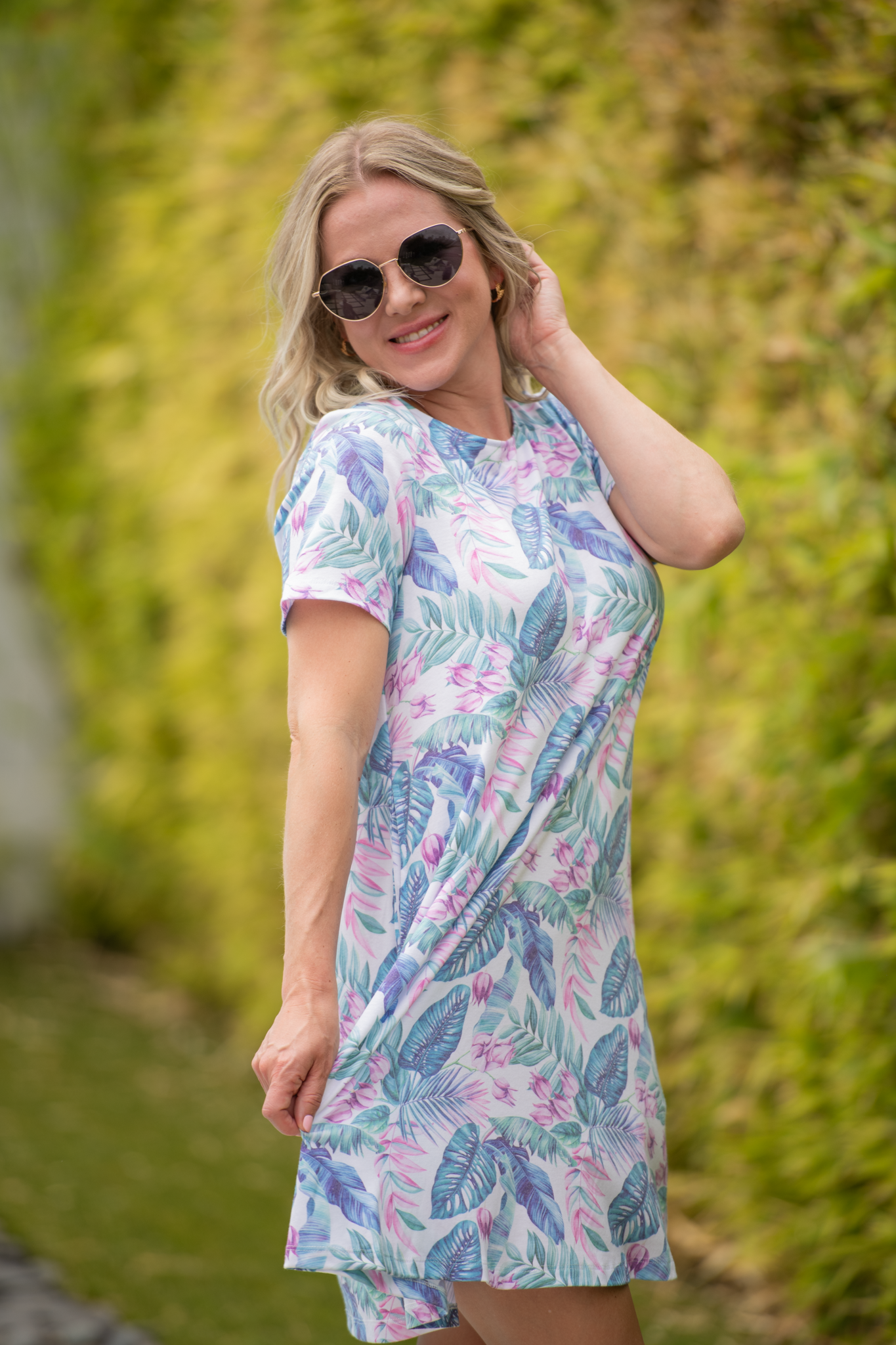 Alicia Dress - Tropical Leaf