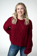Cable Knit Sweater - Cranberry