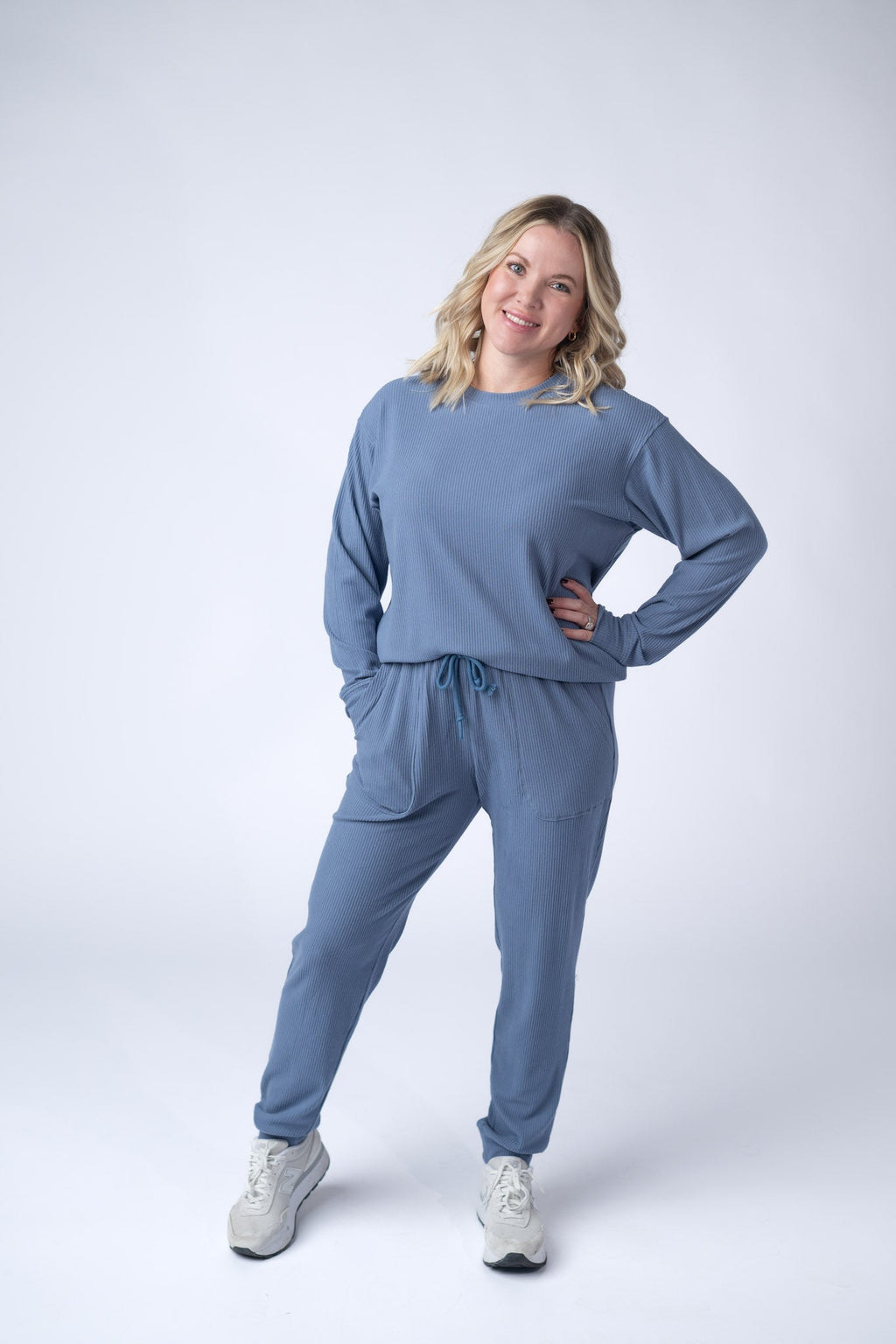 Corrine Ribbed Pullover Top - Denim