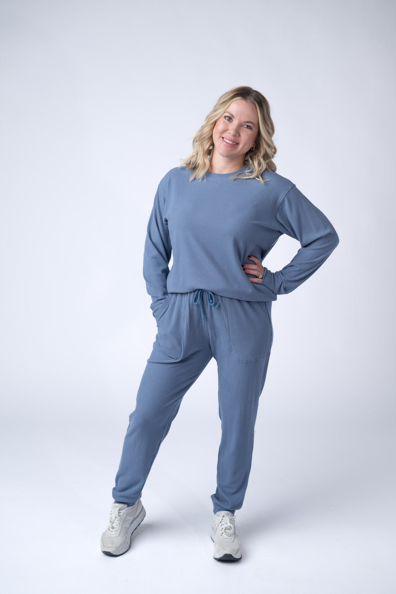 Corrine Ribbed Pullover Top - Denim